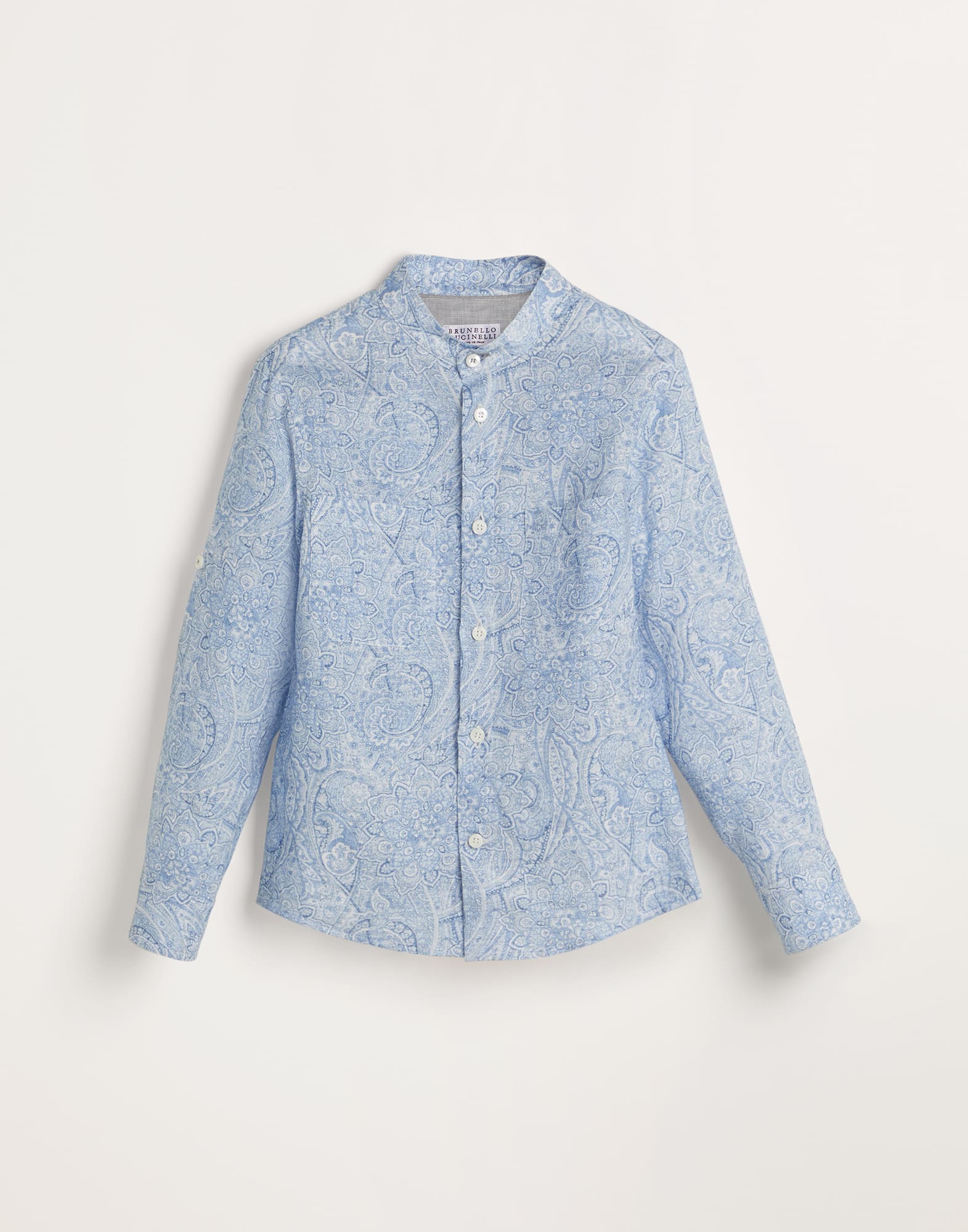Chemise à col Mao Bleu Ciel Garçon - Brunello Cucinelli