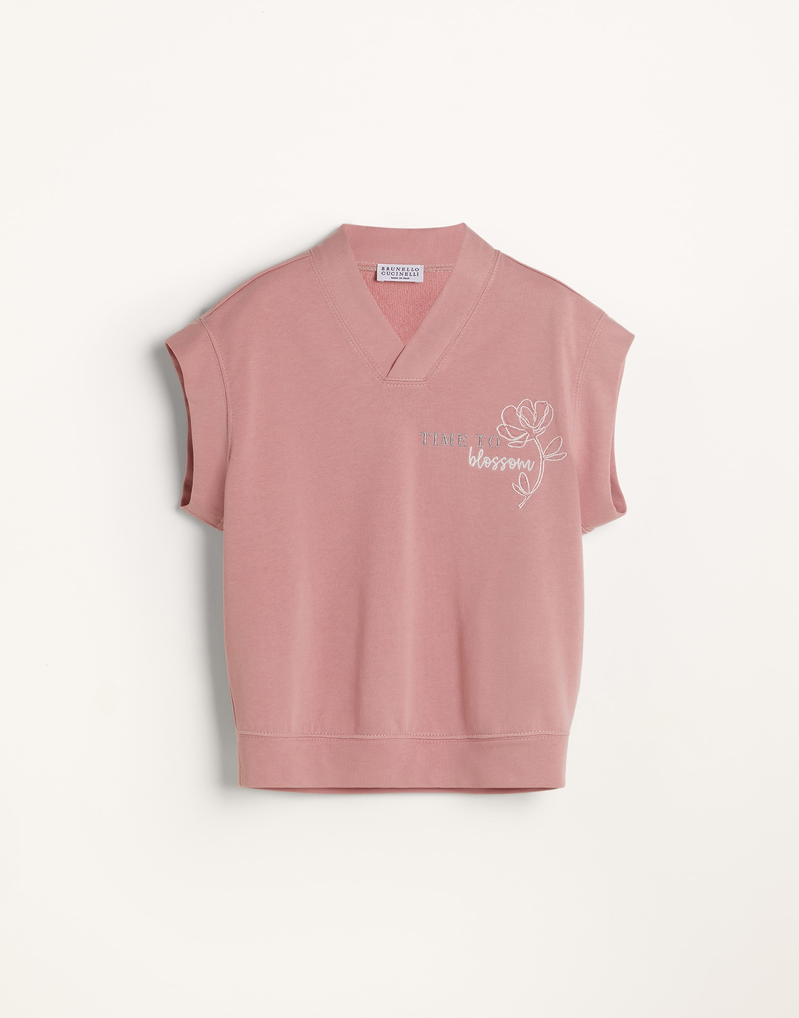 Sweat-shirt en molleton de coton Rose Fille - Brunello Cucinelli