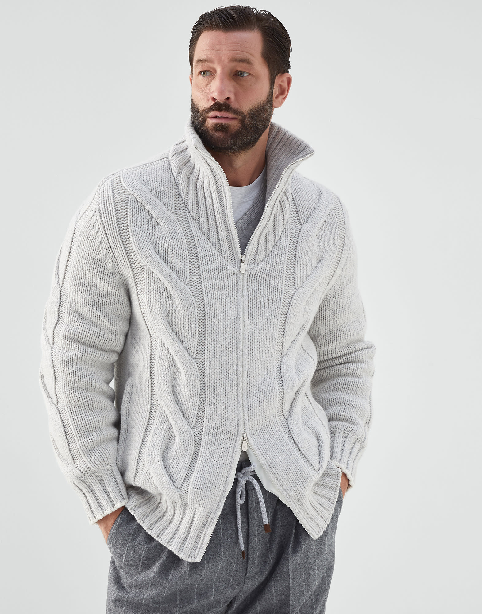 Mens Brunello Cucinelli grey Cashmere-Blend Opera Sweater