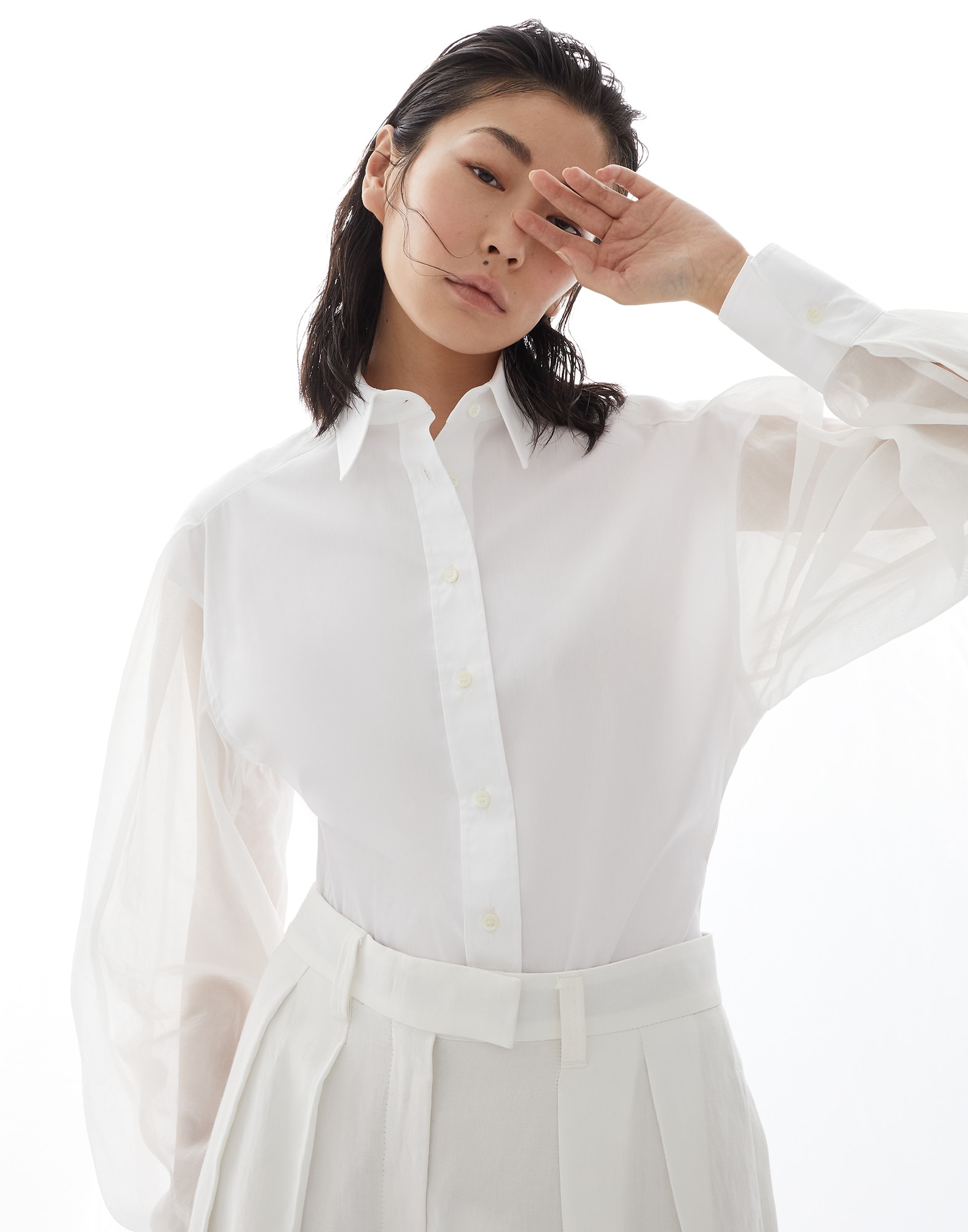 Рубашка из эластичного поплина Белый Женщина - Brunello Cucinelli