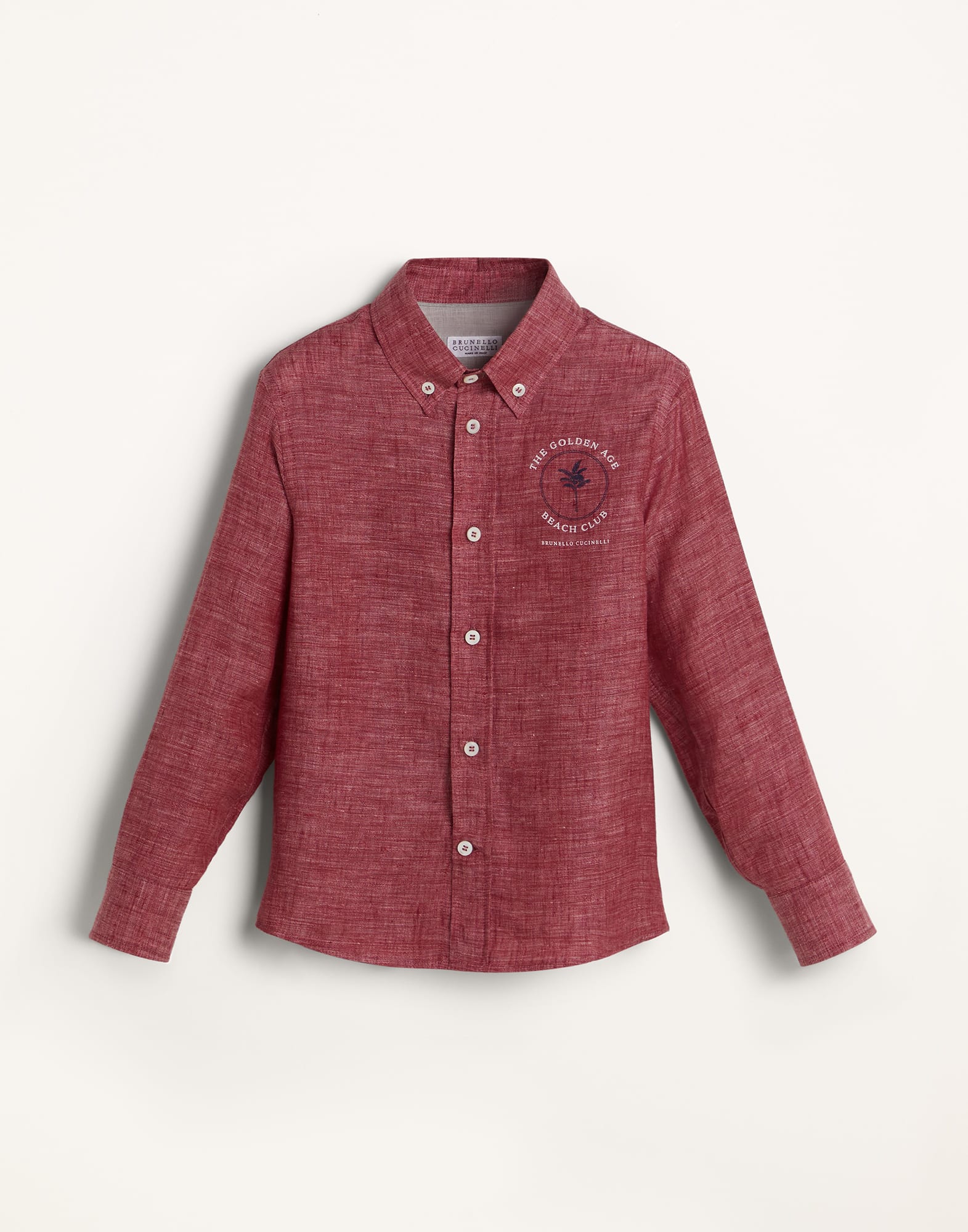 Camisa con cuello button down Rojo Niño - Brunello Cucinelli