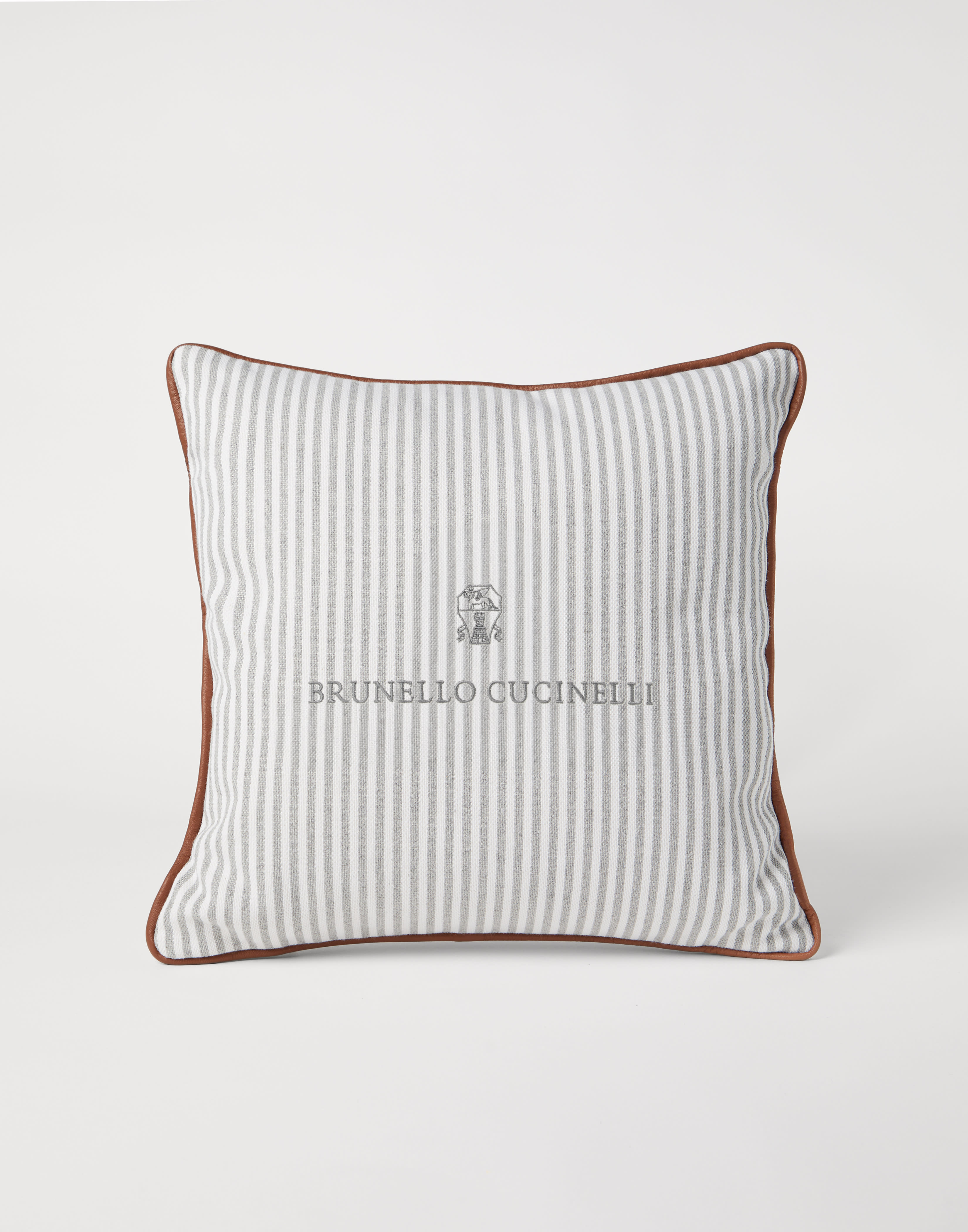 Striped canvas cushion White Lifestyle - Brunello Cucinelli