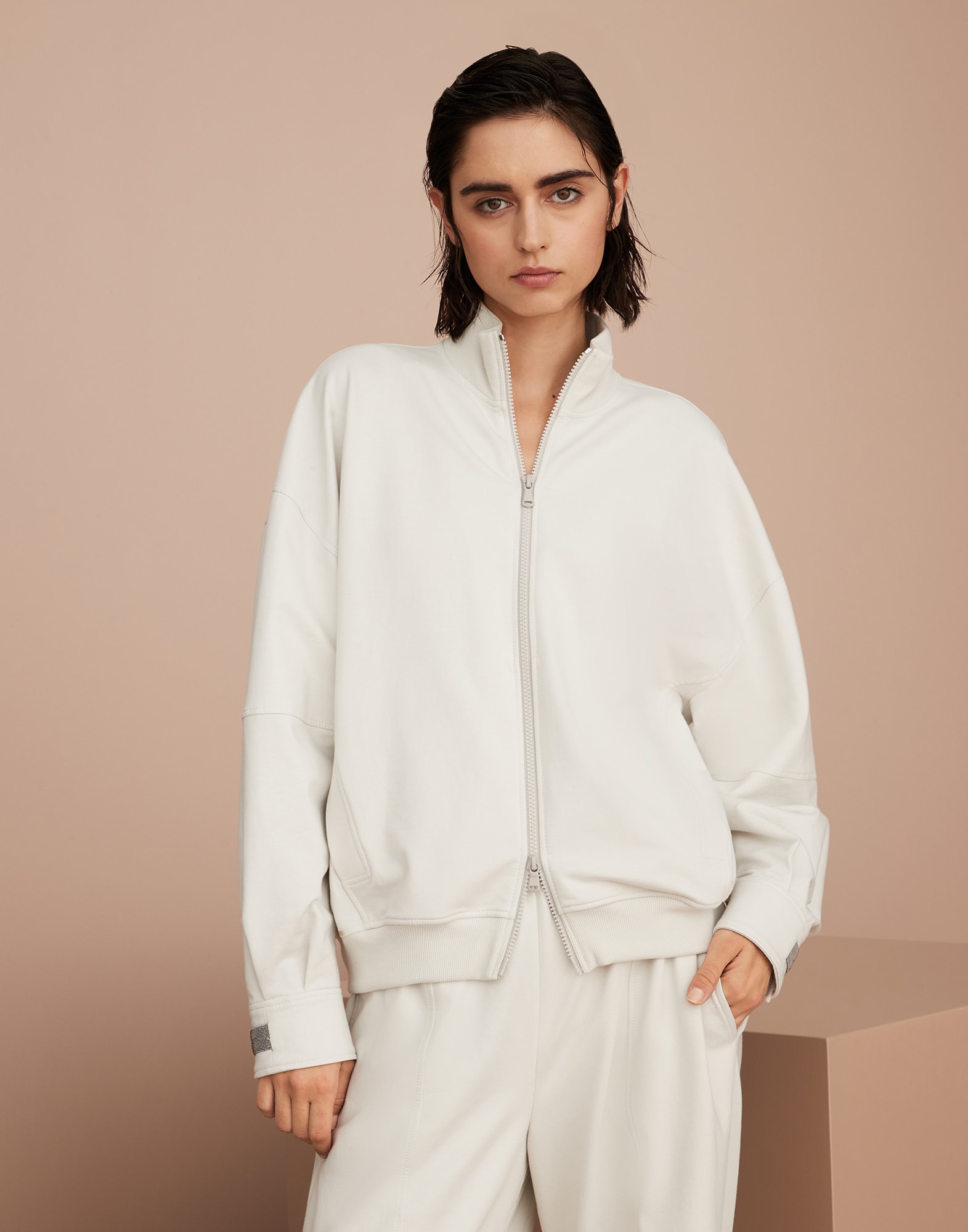 Sweat-shirt en molleton Blanc Femme - Brunello Cucinelli