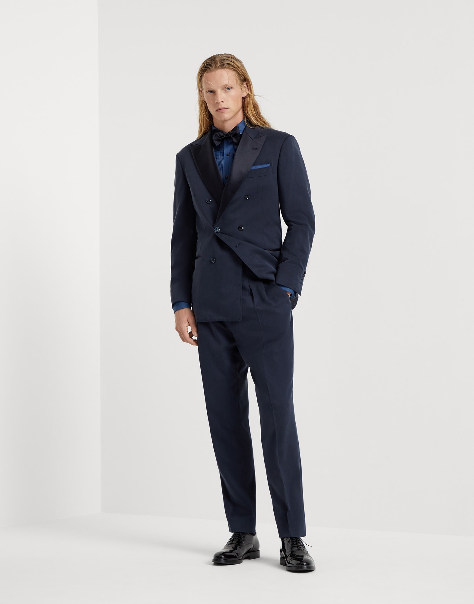 Tuxedo with one-and-a-half-breasted jacket Cobalt Man - Brunello Cucinelli