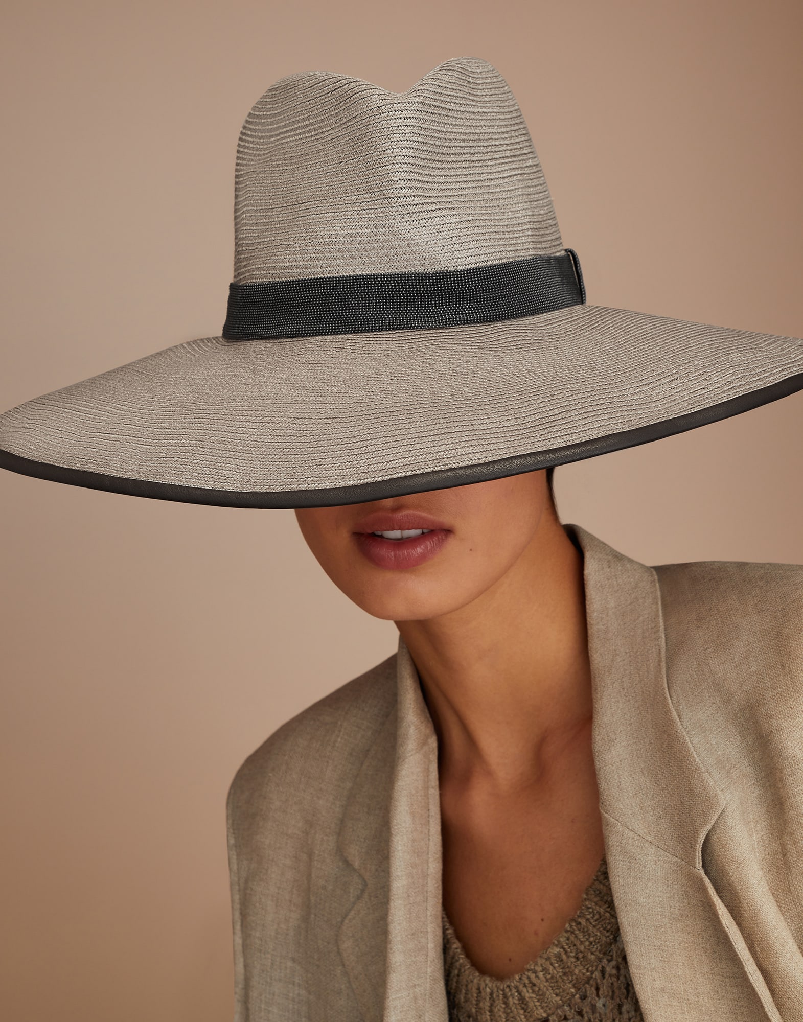 Шляпа-федора с цепочкой Мониль Песок пустыни Женщина - Brunello Cucinelli