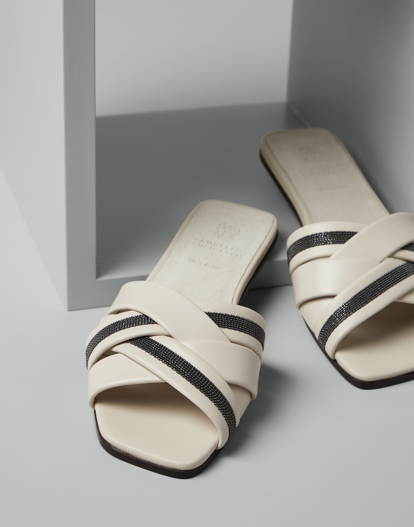 Leather slides Ivory Woman - Brunello Cucinelli