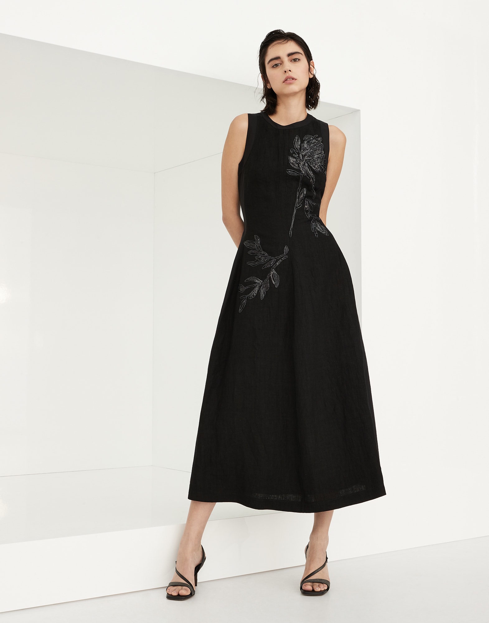 Dazzling Embroidery dress Black Woman - Brunello Cucinelli
