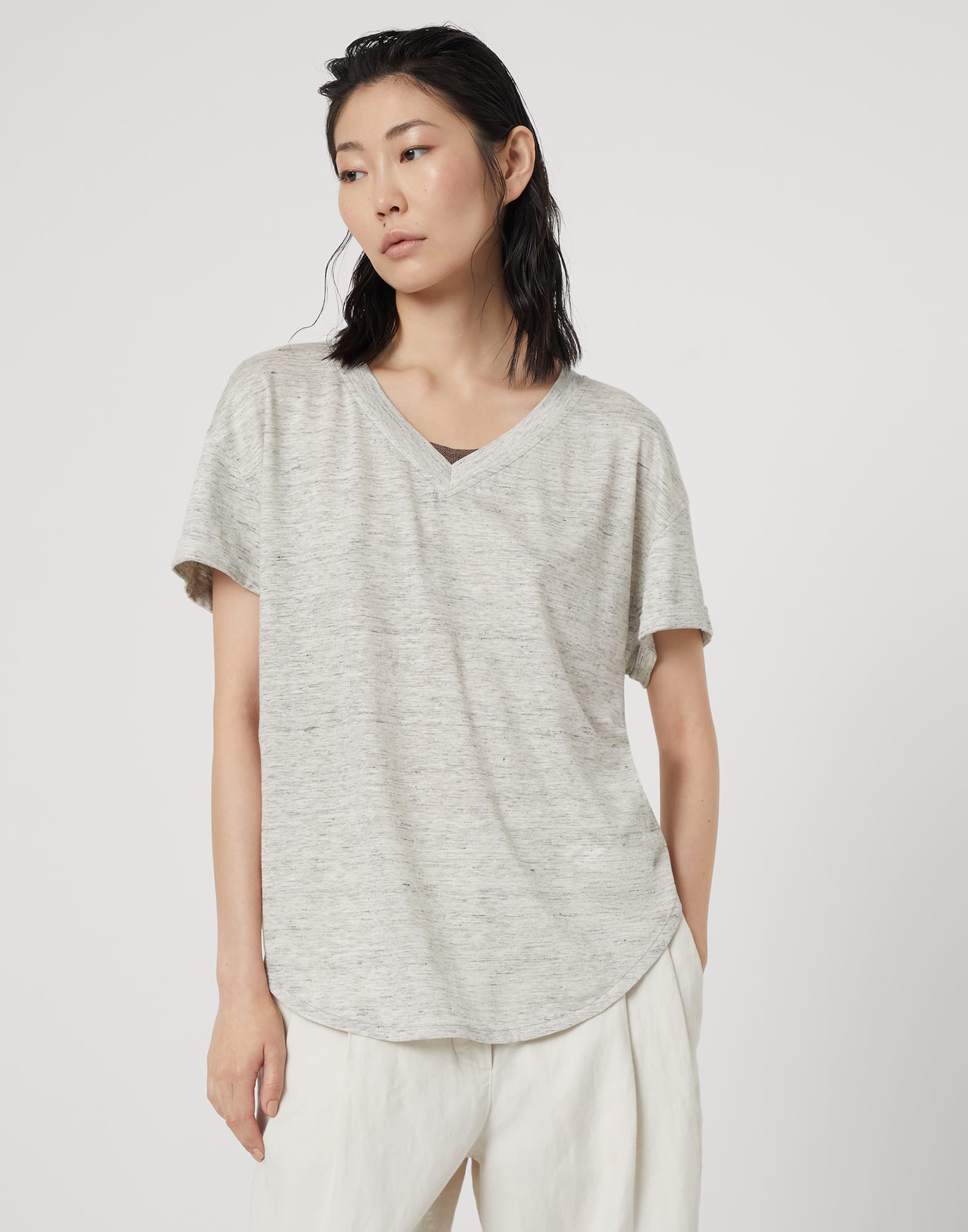 Linen and silk T-shirt