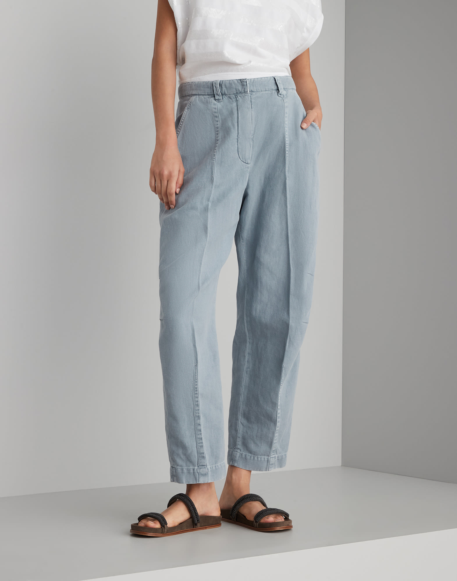 Pantalon coupe ergonomique Azur Femme - Brunello Cucinelli