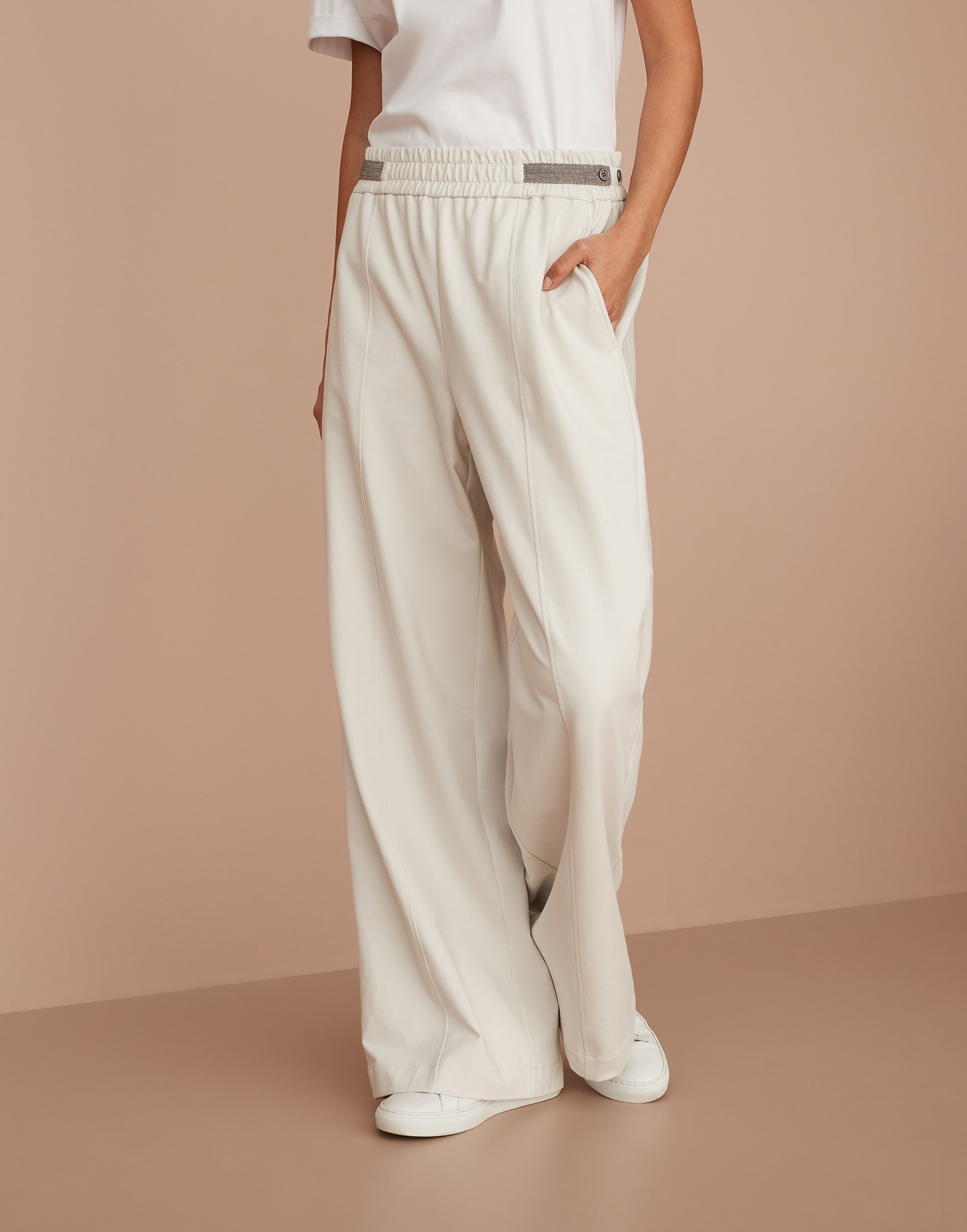 Pantalone in felpa leggera Bianco Donna - Brunello Cucinelli