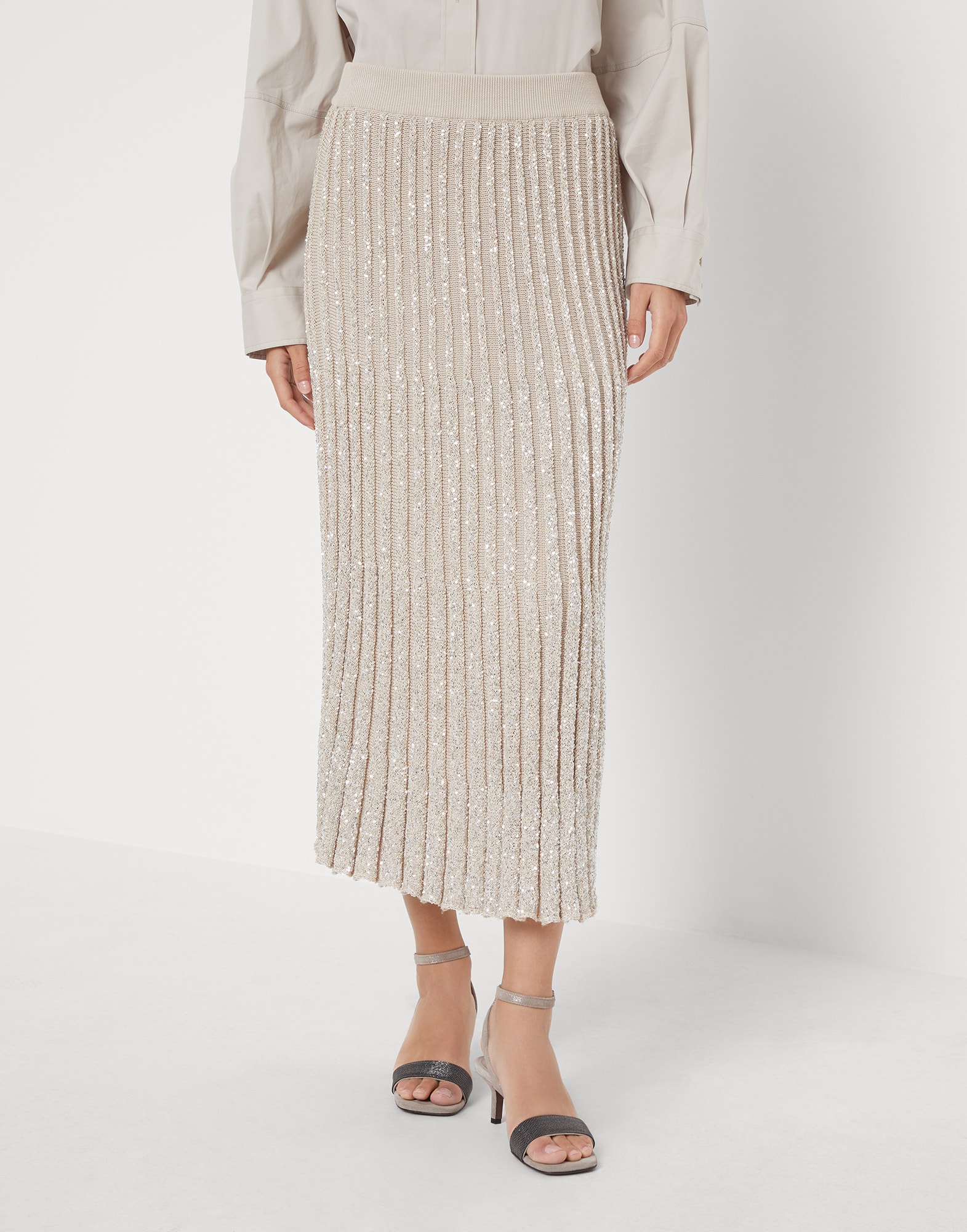 Knitted skirt Beige Woman - Brunello Cucinelli