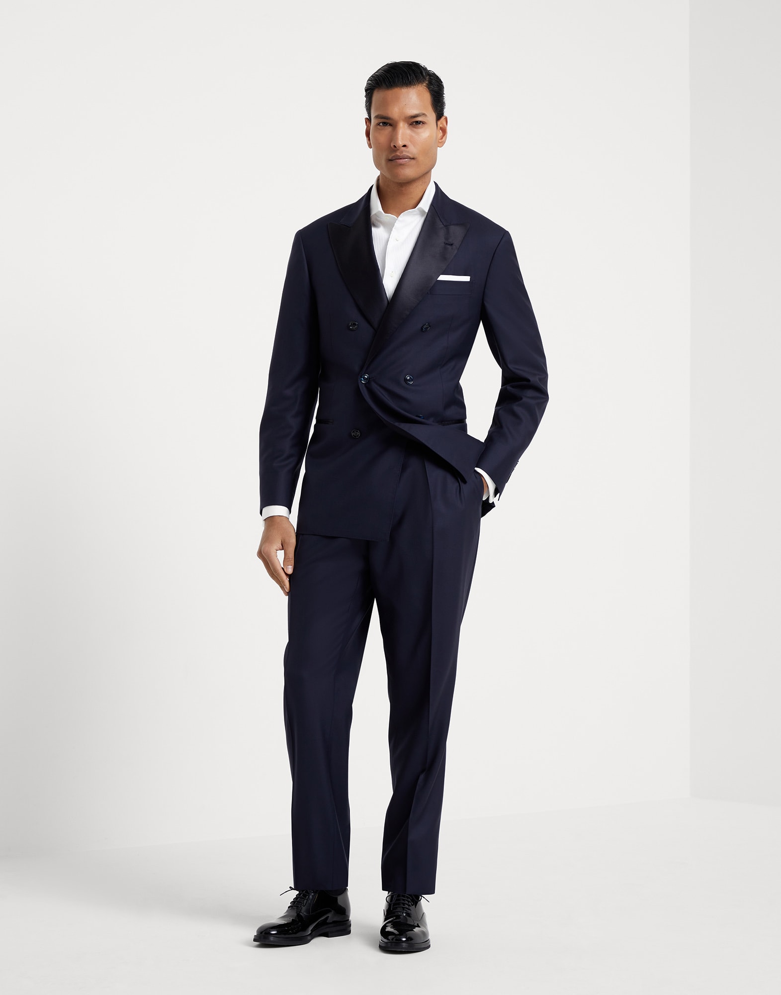 Tuxedo with one and a half breasted jacket