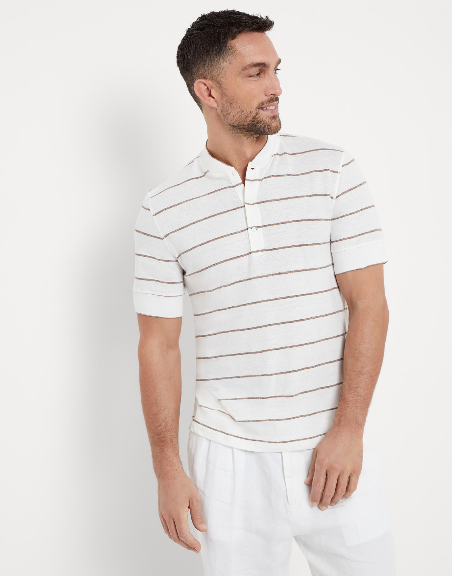 Striped jersey T-shirt Brown Man - Brunello Cucinelli