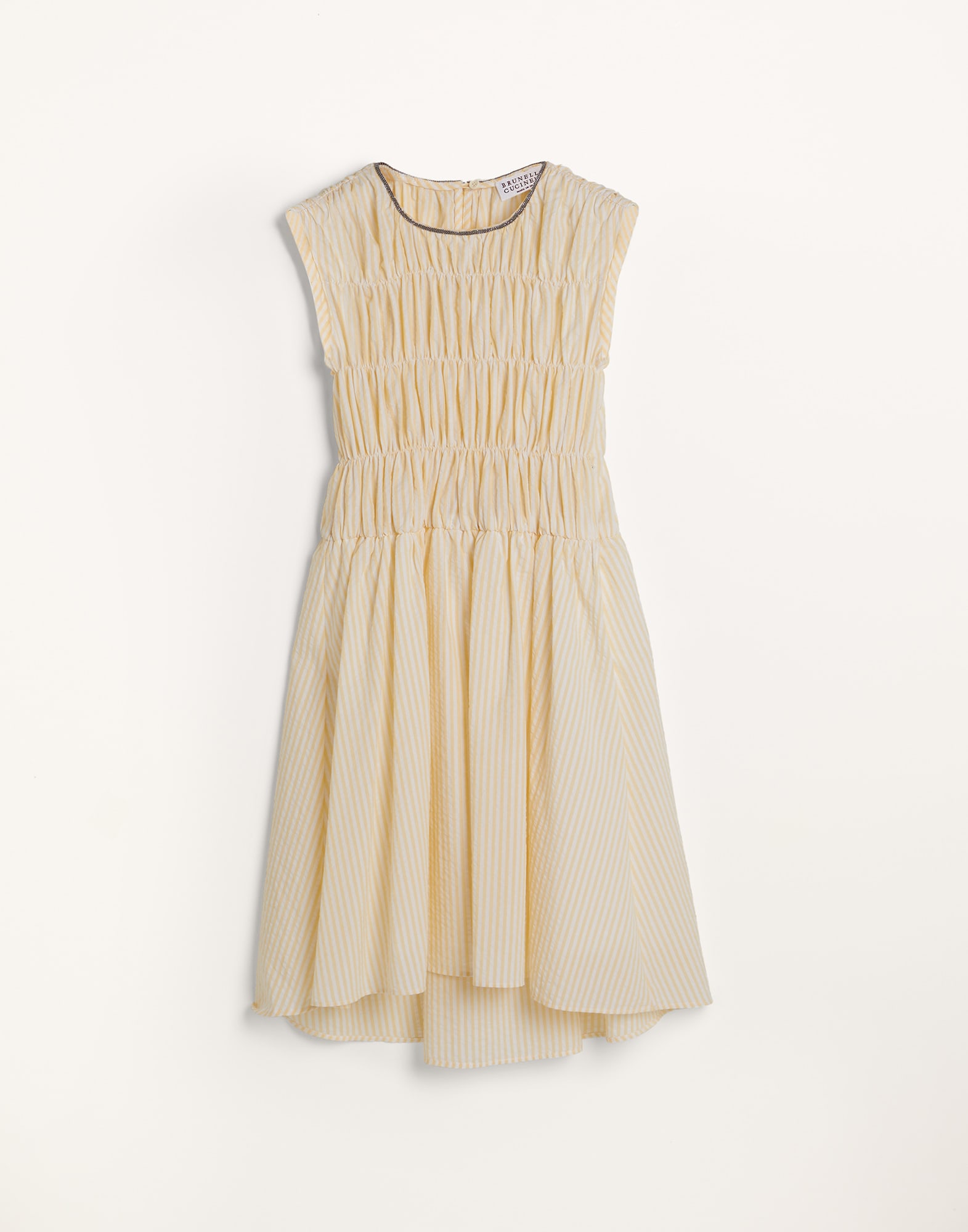 Kleid aus Baumwolle Natur Mädchen - Brunello Cucinelli
