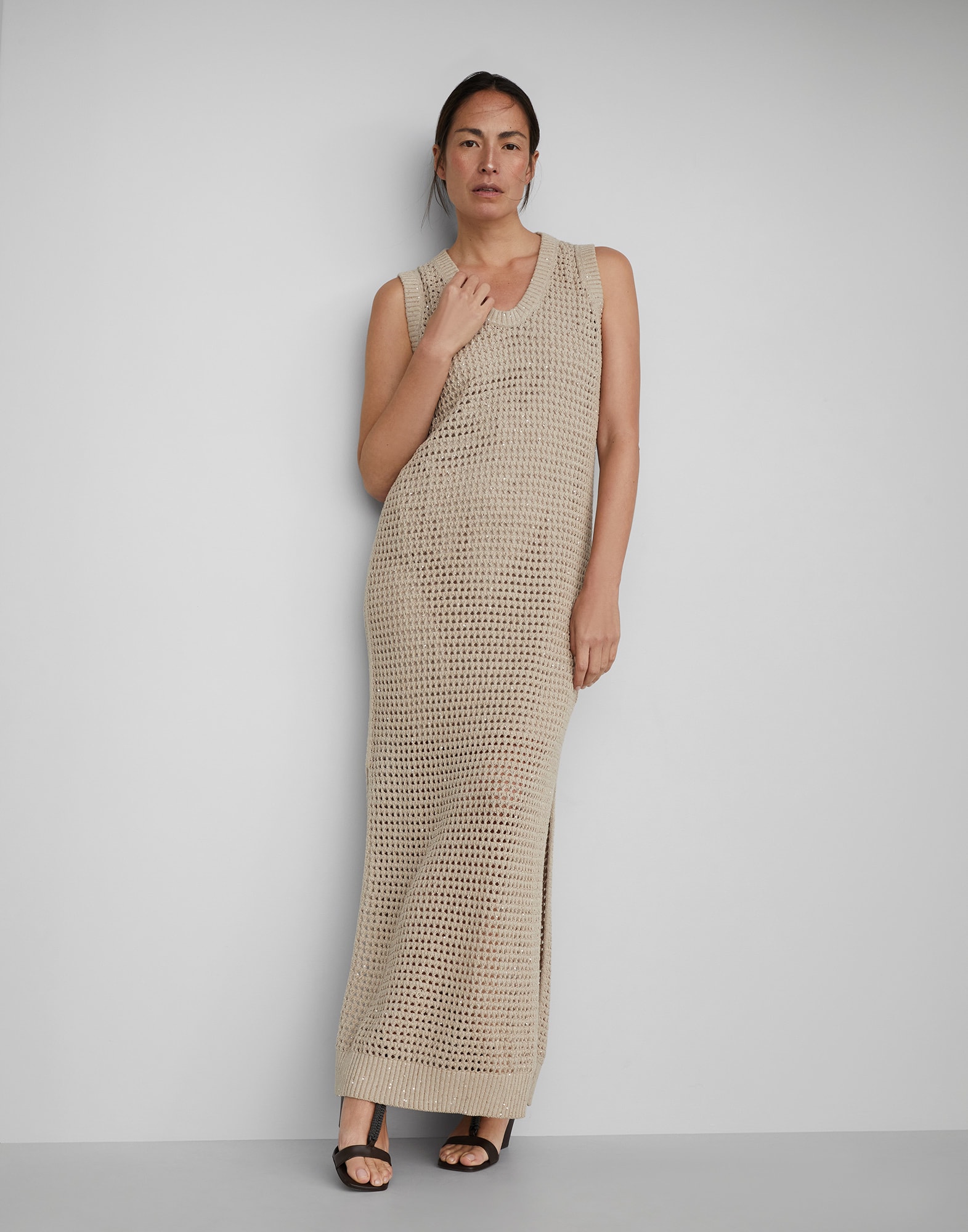Dazzling Net knit dress Camel Woman -
                        Brunello Cucinelli
                    