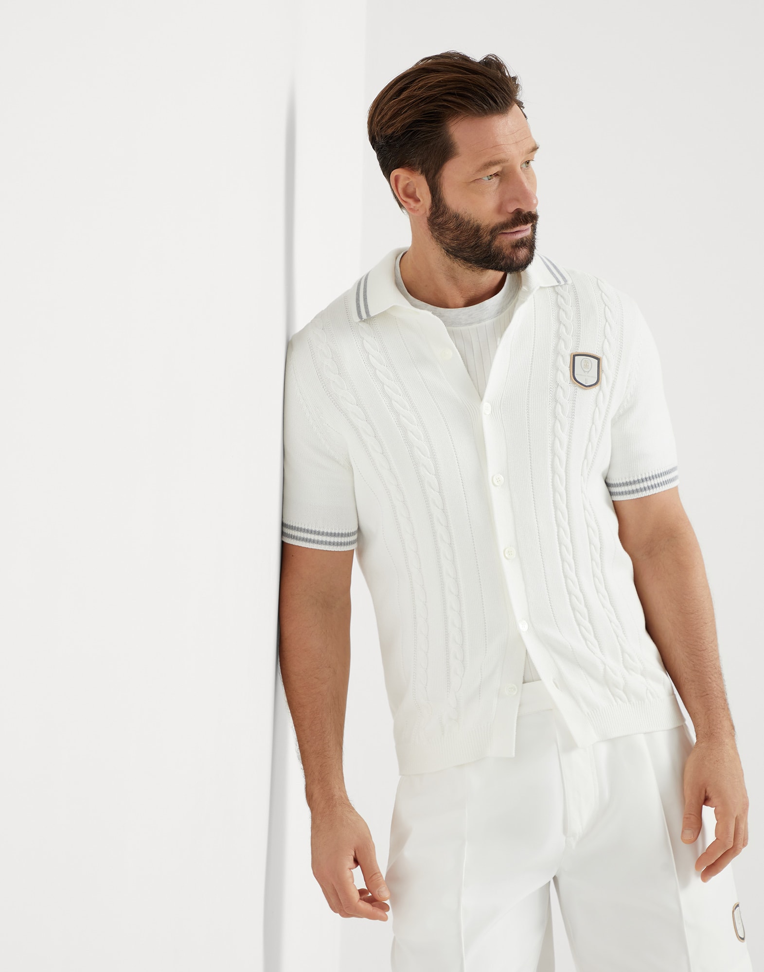 Рубашка с лейблом в теннисном стиле Панама Мужчина - Brunello Cucinelli