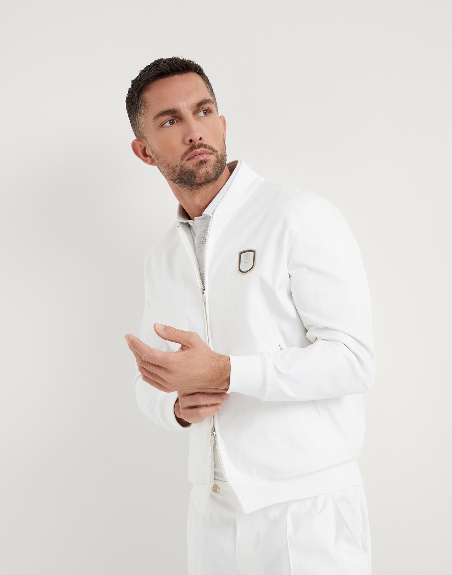 Sweatshirt mit Tennis-Badge Weiß Herren - Brunello Cucinelli