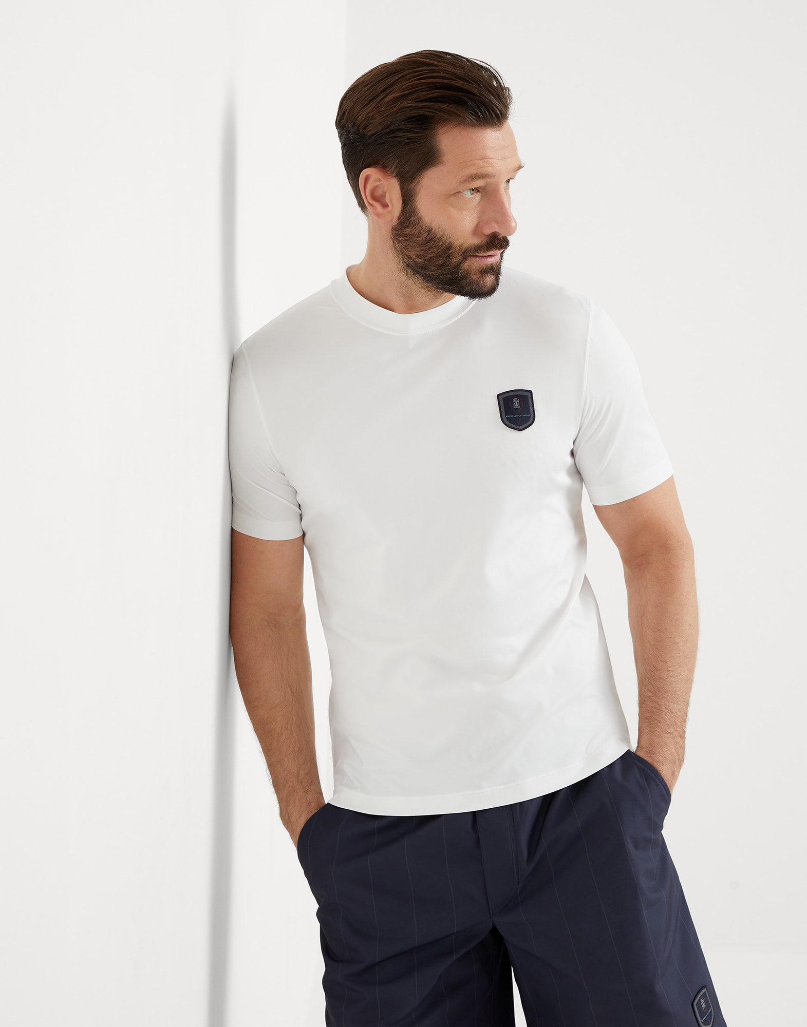 T-Shirt mit Tennis-Badge Weiß Herren - Brunello Cucinelli 