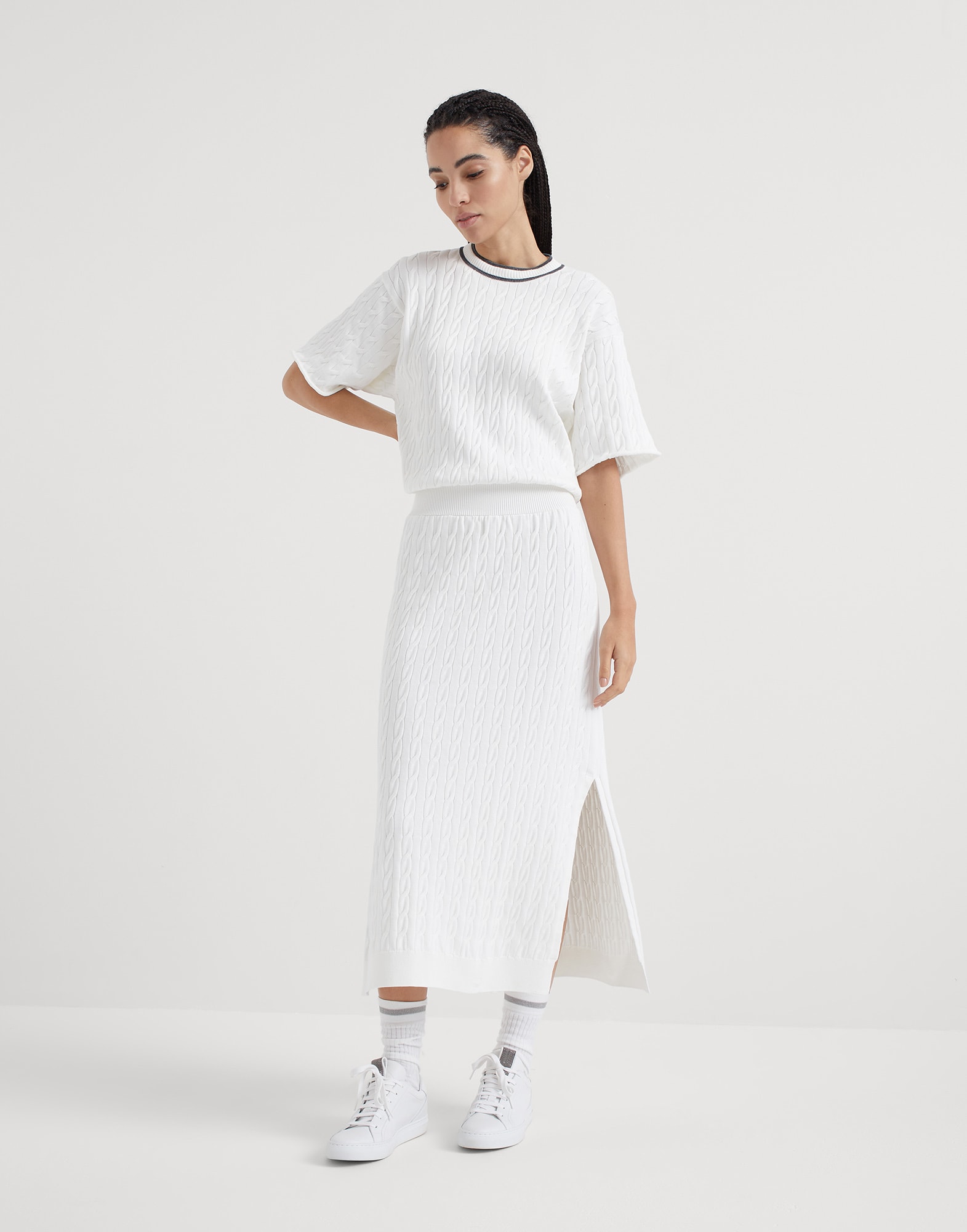 Knit dress White Woman - Brunello Cucinelli