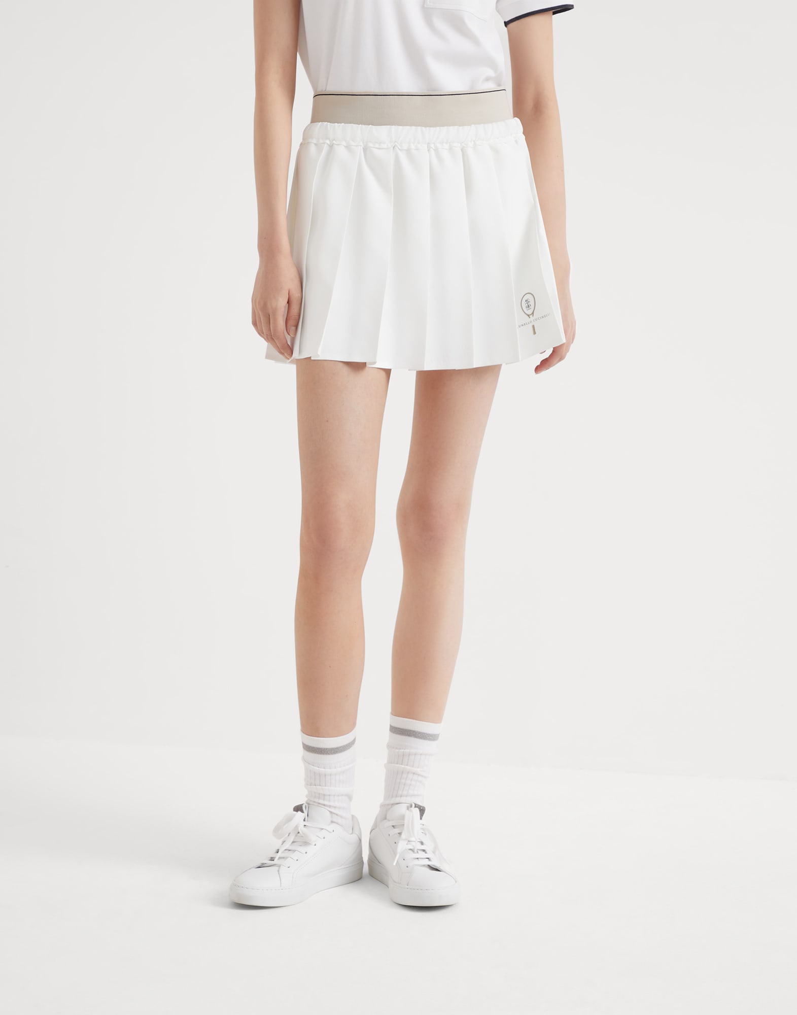 Miniskirt with Tennis Logo White Woman -
                        Brunello Cucinelli
                    