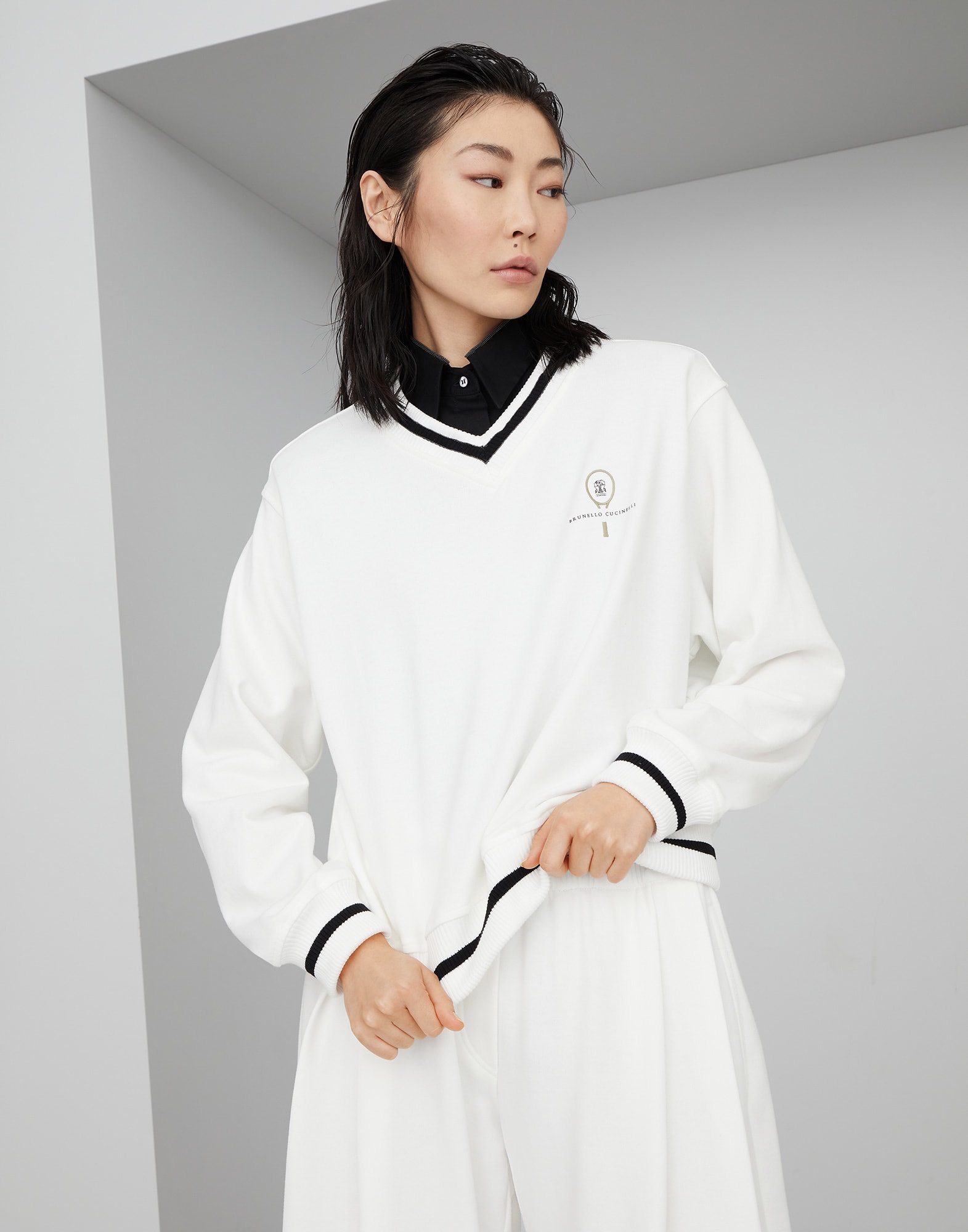 Sweatshirt mit Tennis-Logo Off-White Damen - Brunello Cucinelli