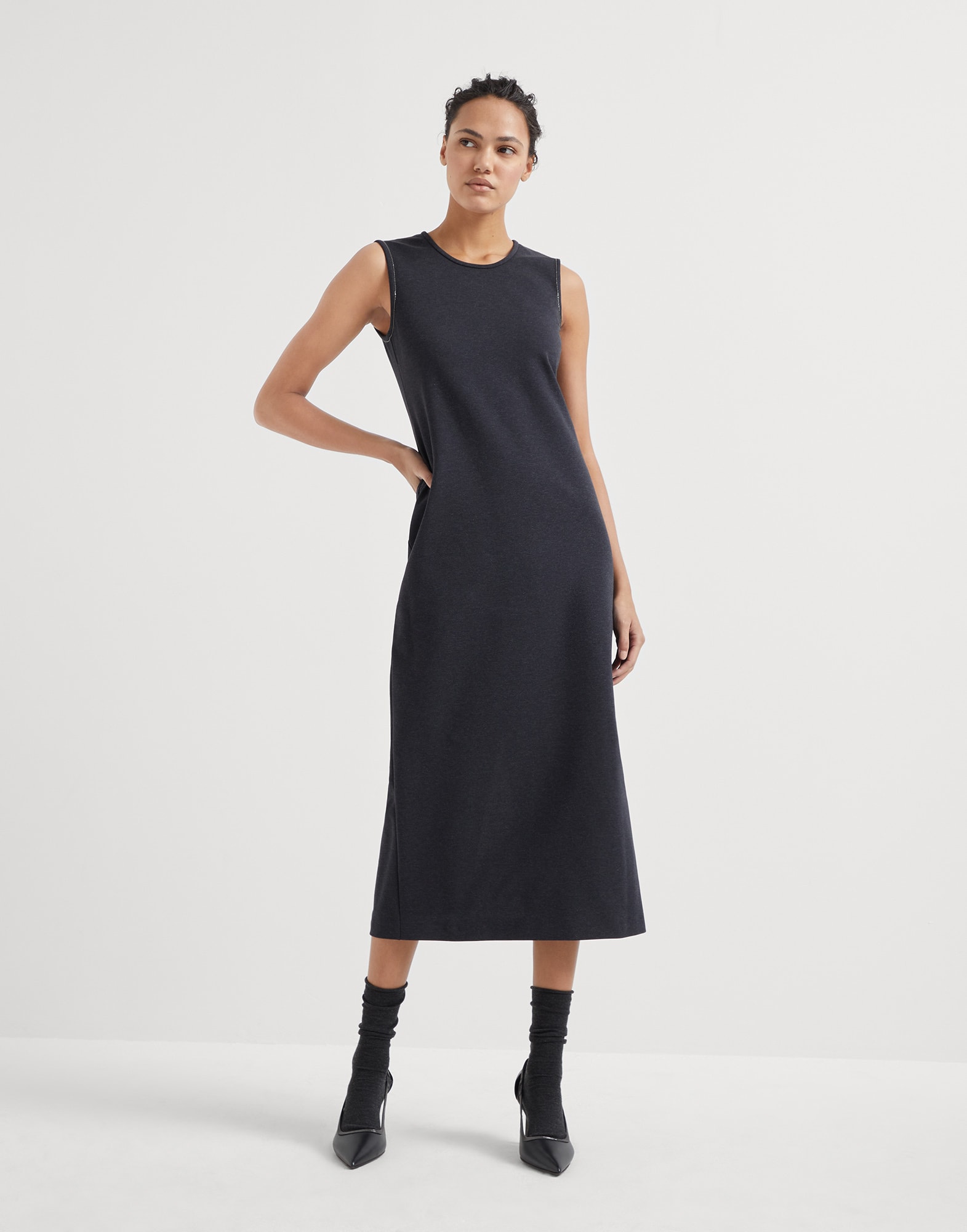 Kleid aus Couture-Interlock Anthrazit Damen - Brunello Cucinelli