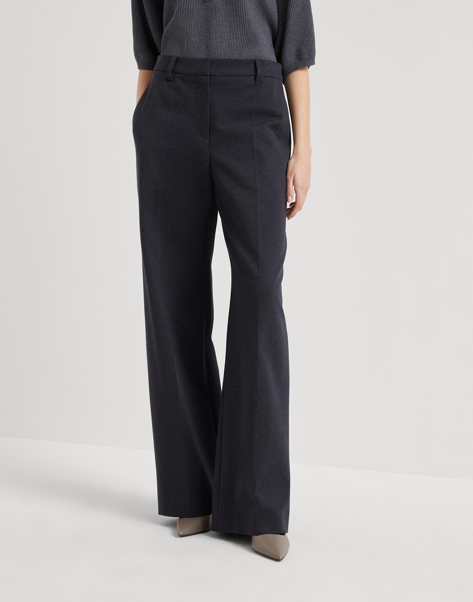 Loose Flared Trousers Anthracite Woman - Brunello Cucinelli