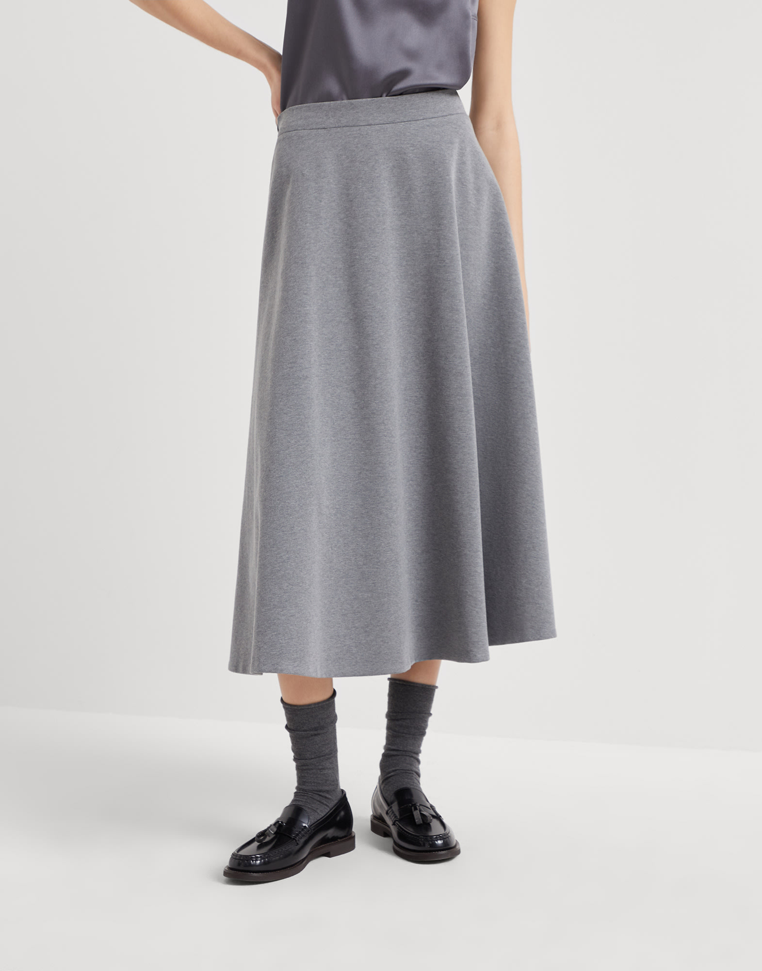 Circle Midi skirt Medium Grey Woman - Brunello Cucinelli