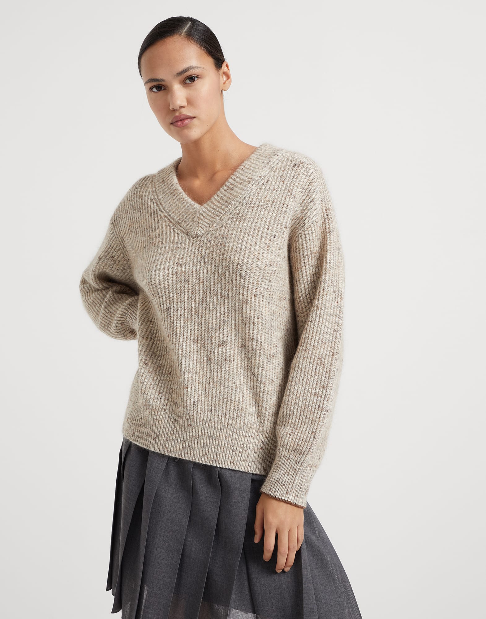 Knop sweater Light Brown Woman - Brunello Cucinelli