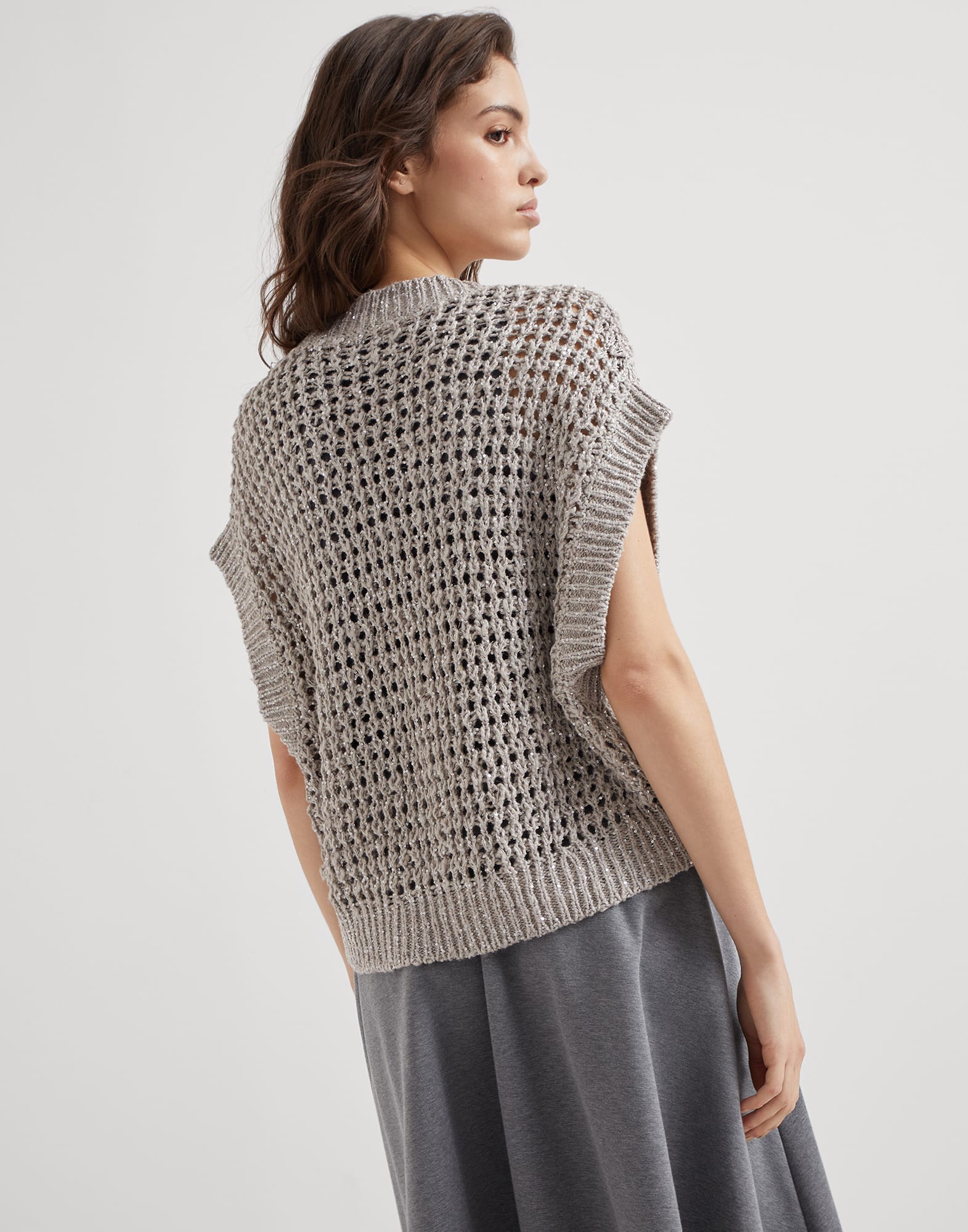 BRUNELLO CUCINELLI グレー レース編みニット BRUNELLO CUCINELLI グレー レース編みニット