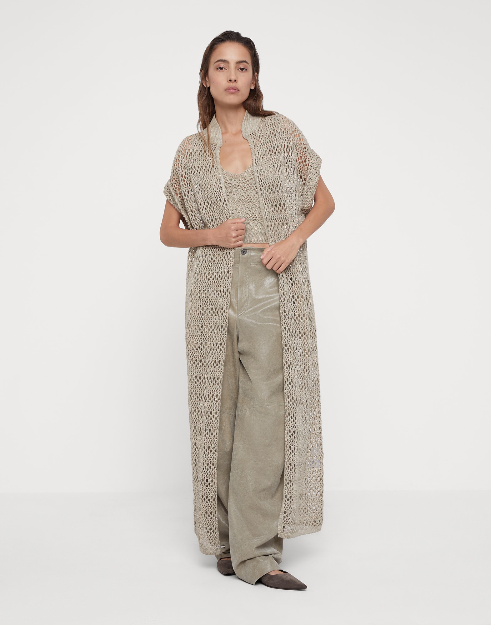 Linen and silk cardigan