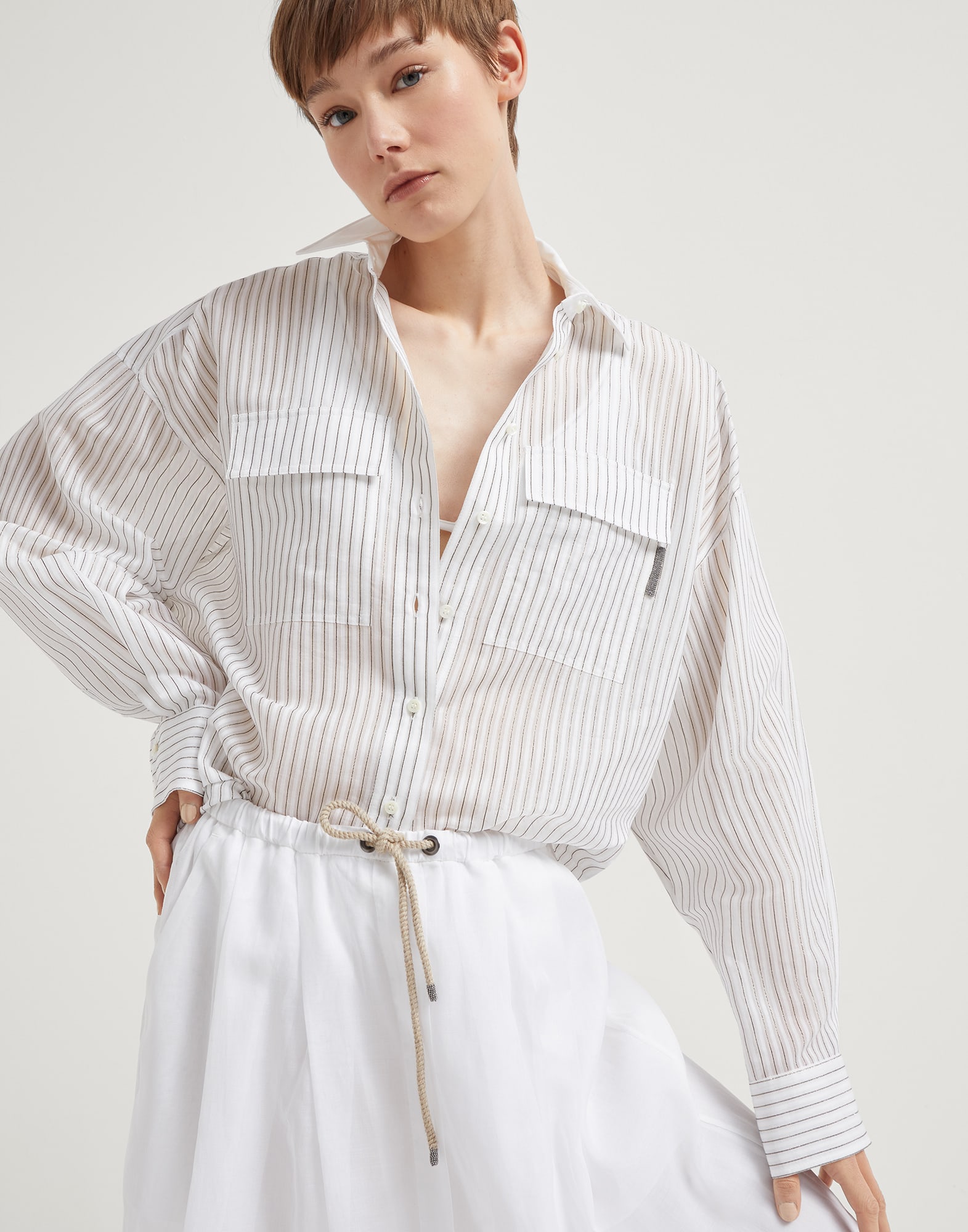 Camisa de organza Blanco Mujer - Brunello Cucinelli