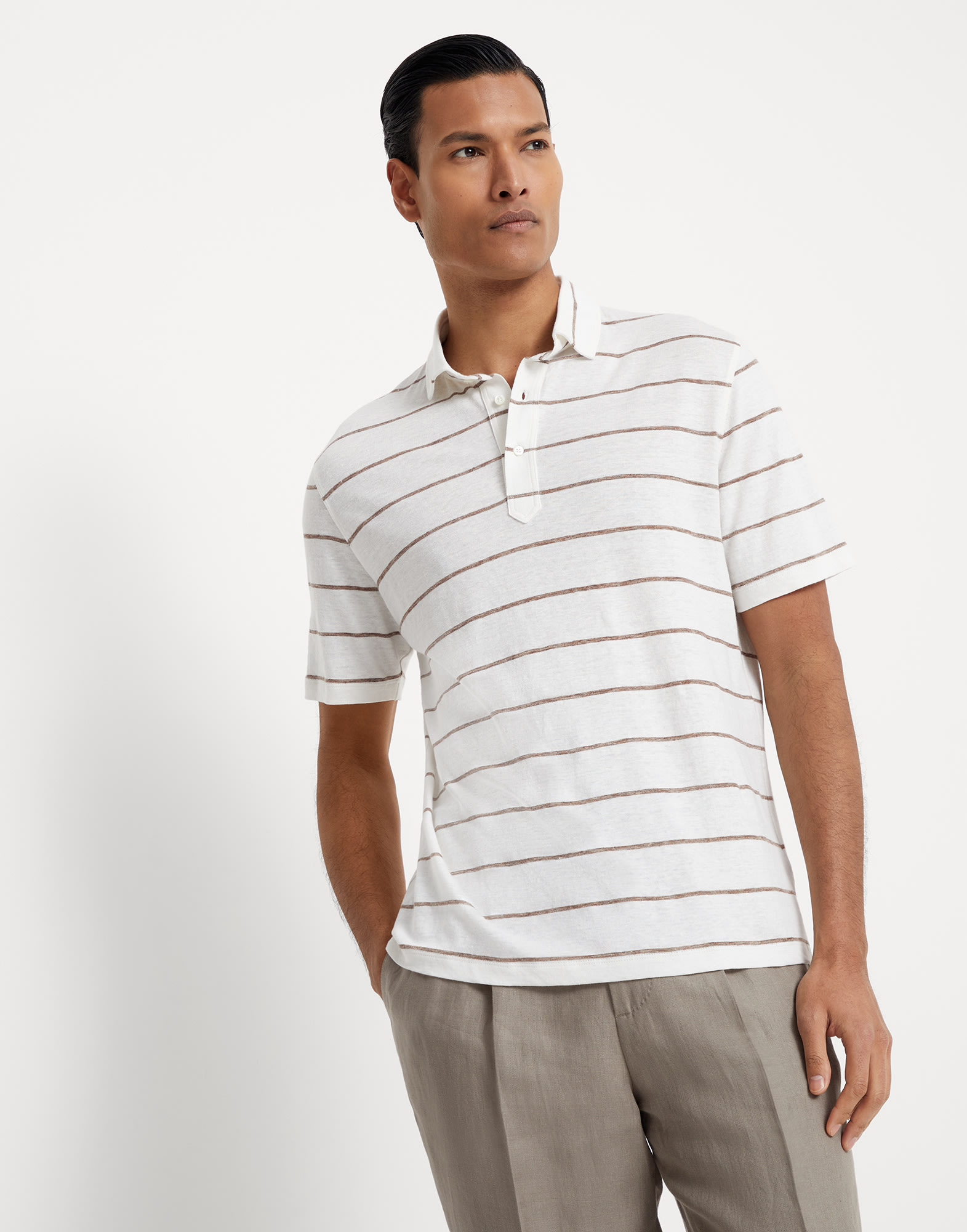 Polo with shirt collar Panama Man - Brunello Cucinelli