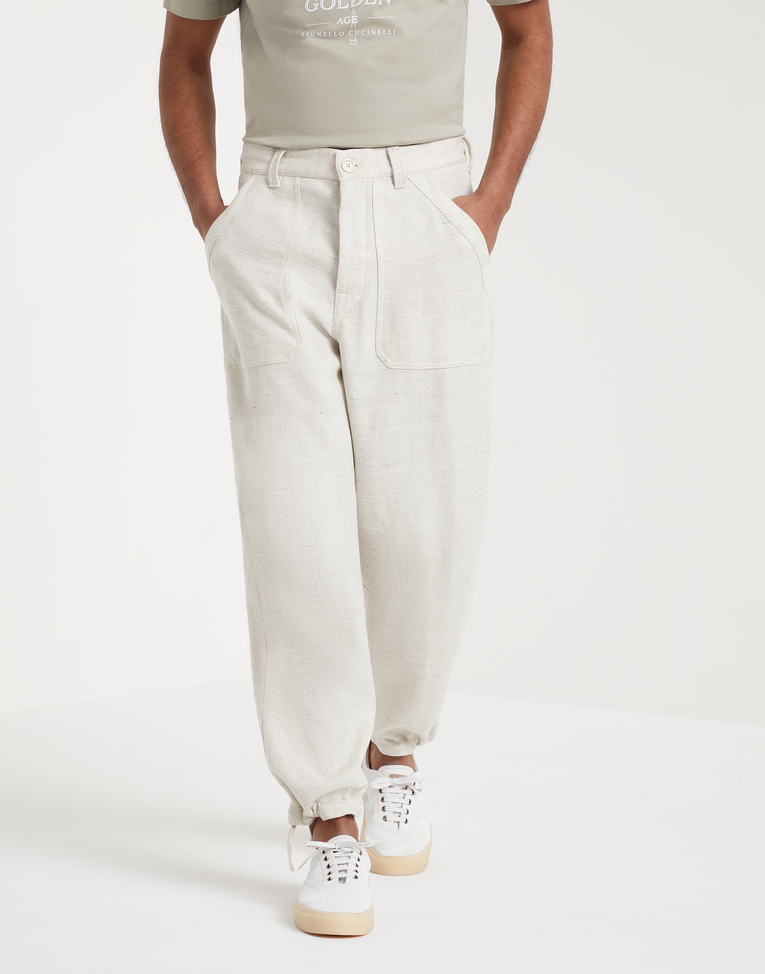 Relaxed-fit chevron trousers