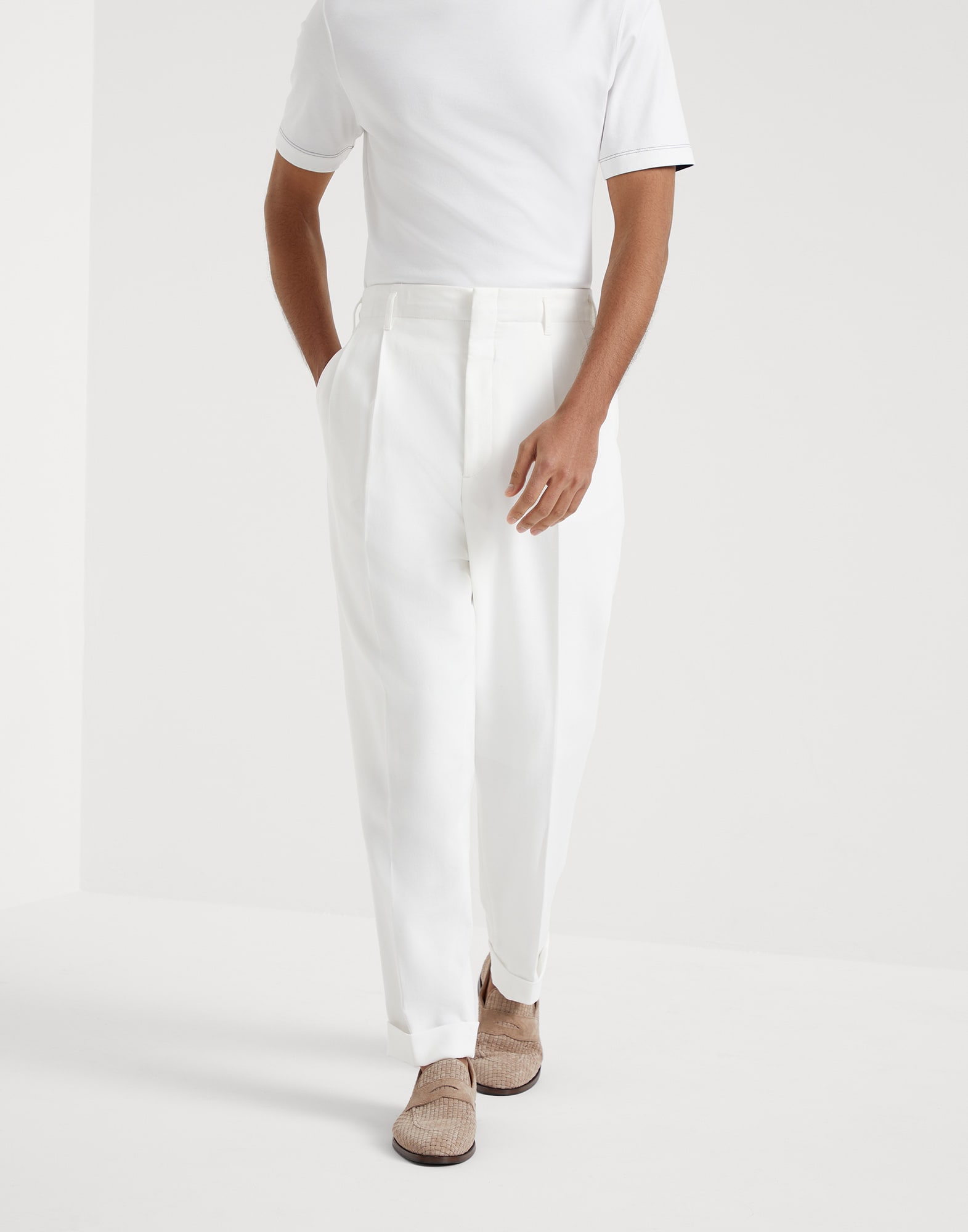 Relaxed-fit twill trousers