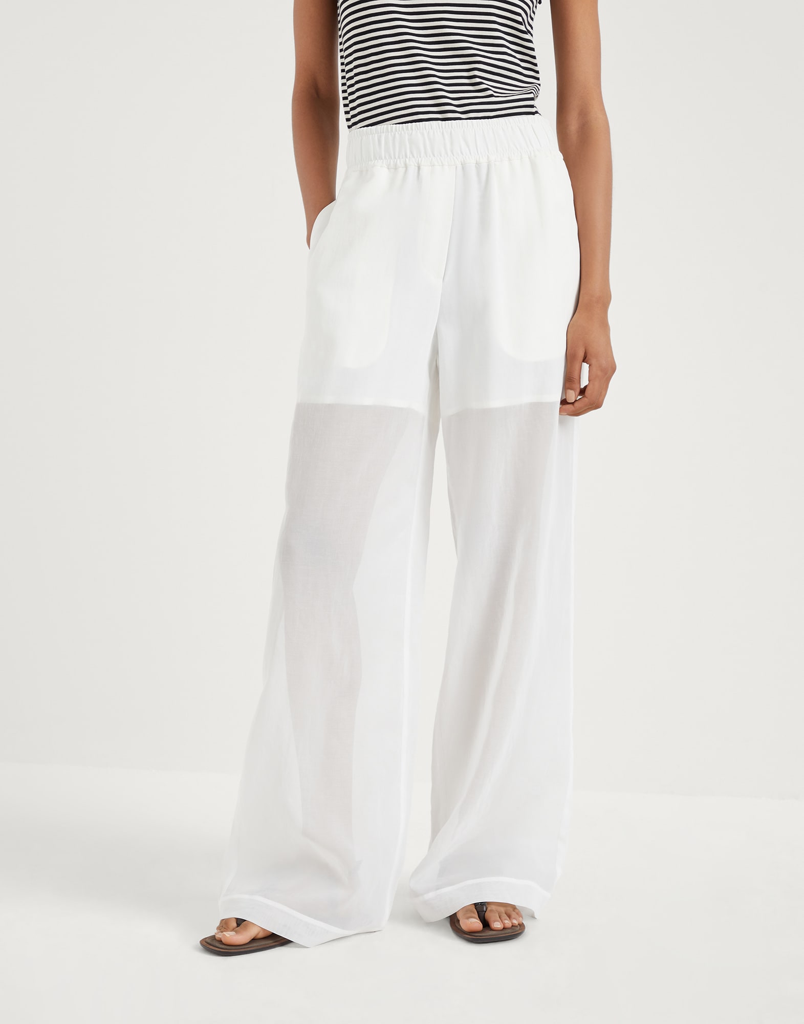 Pantalon en organza Blanc Femme - Brunello Cucinelli