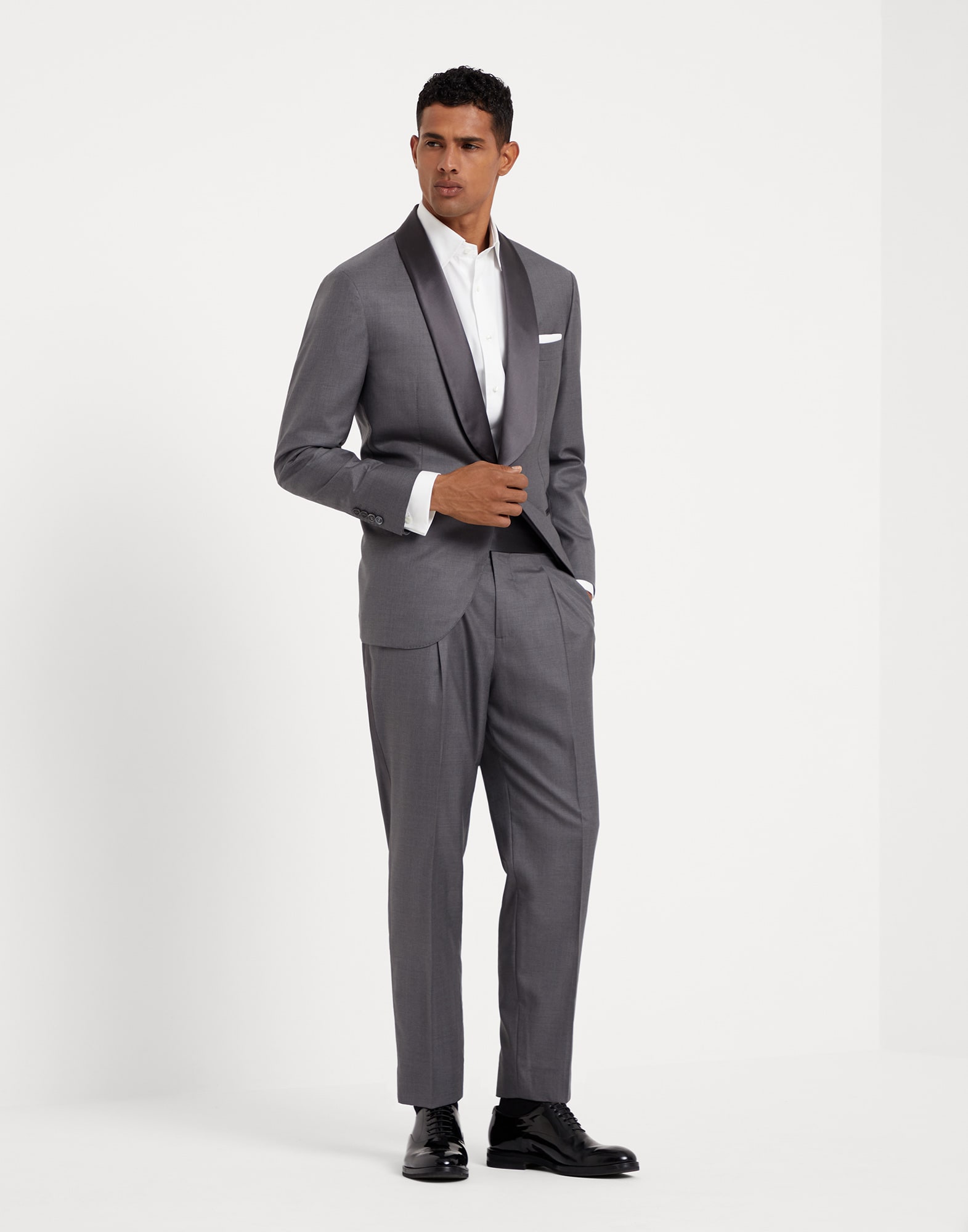Tuxedo with shawl lapel Grey Man - Brunello Cucinelli
