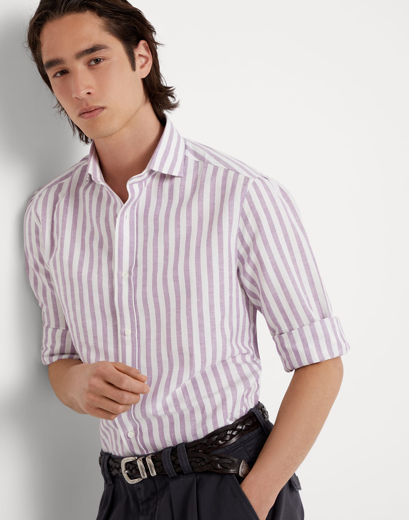 Рубашка классического кроя Фиолетовый Мужчина - Brunello Cucinelli