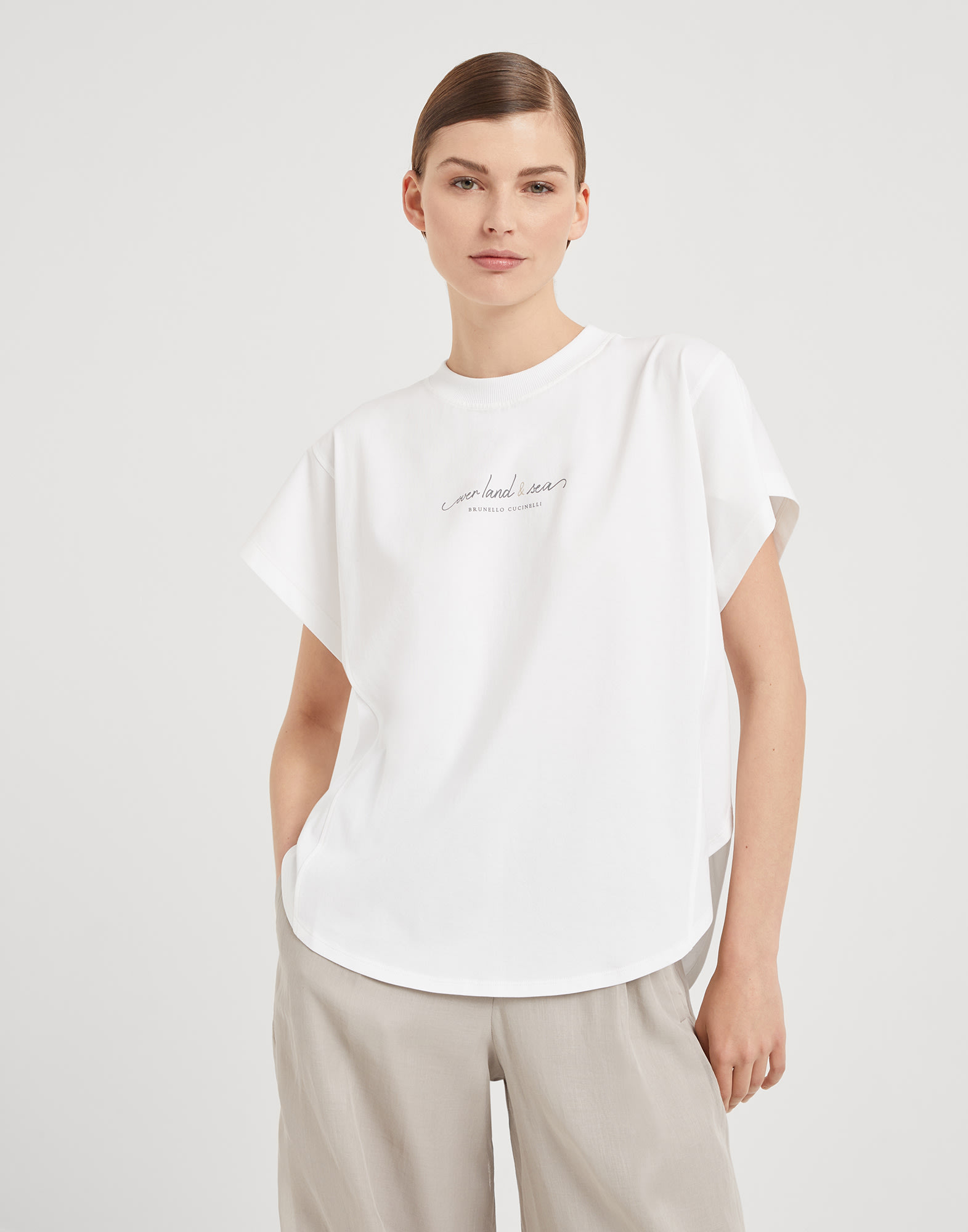 ブルネロクチネリホワイト 半袖 Tシャツ ブルネロクチネリホワイト 半袖 Tシャツ