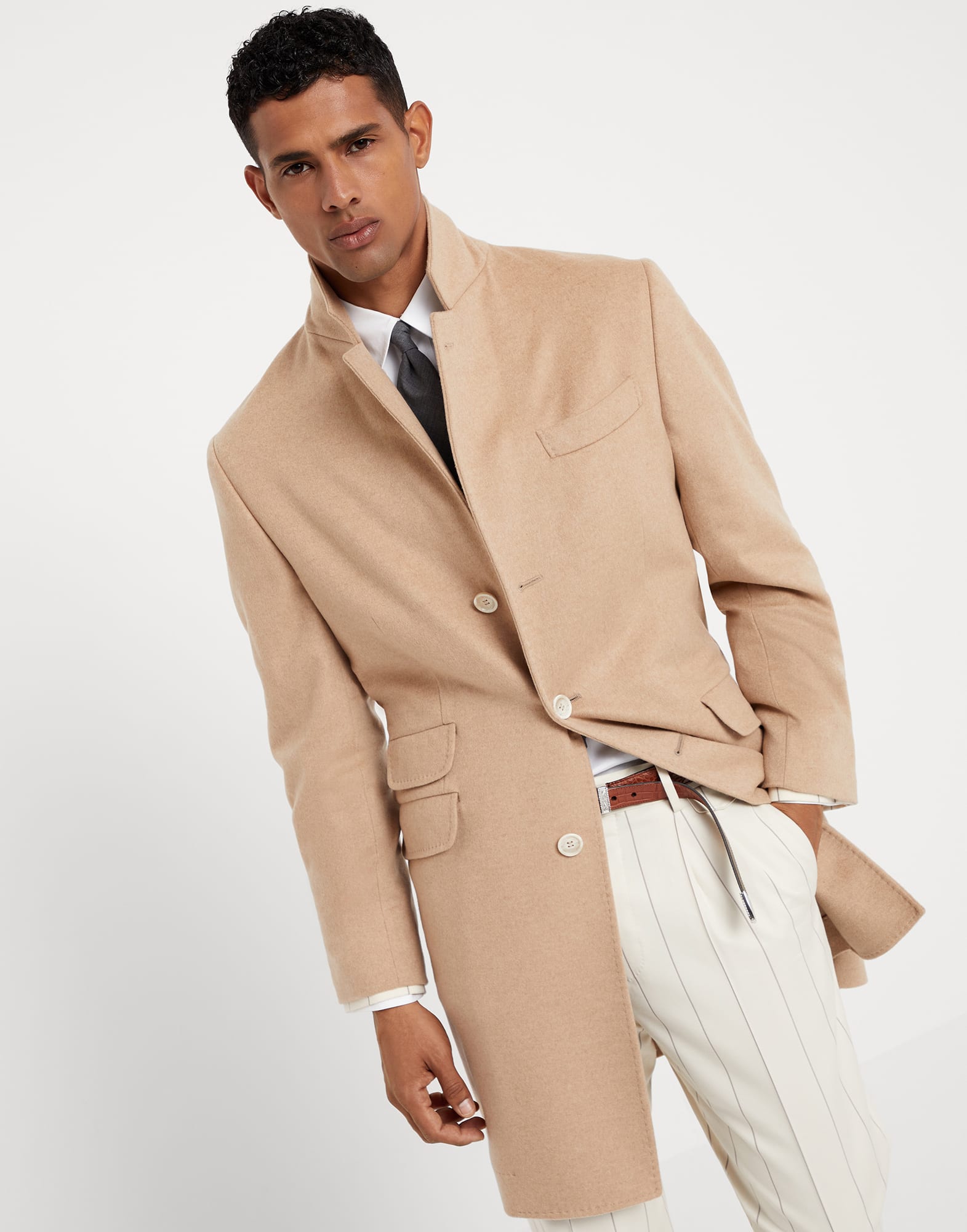 Cashmere and vicuña coat Camel Man - Brunello Cucinelli