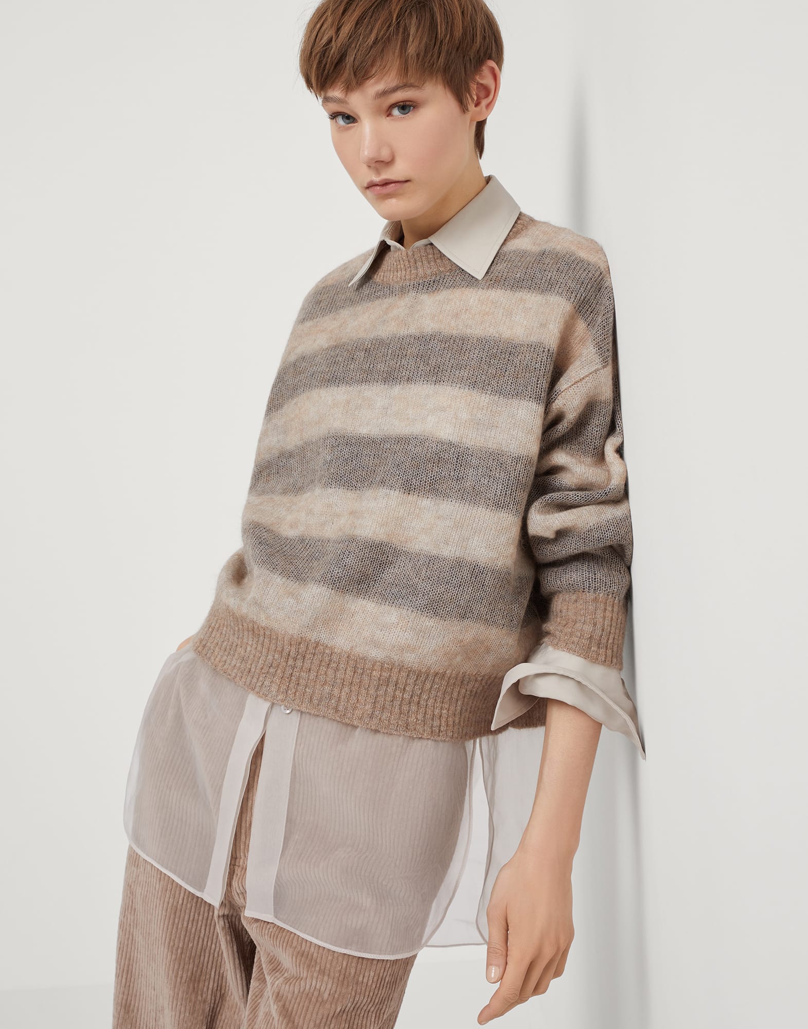 Jersey Double Layer Marrón Mujer - Brunello Cucinelli