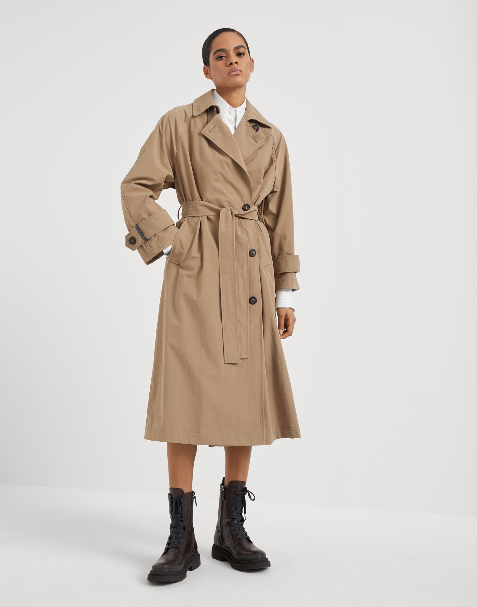 Techno canvas trench coat 242MH5739825C890903 for Woman Brunello Cucinelli