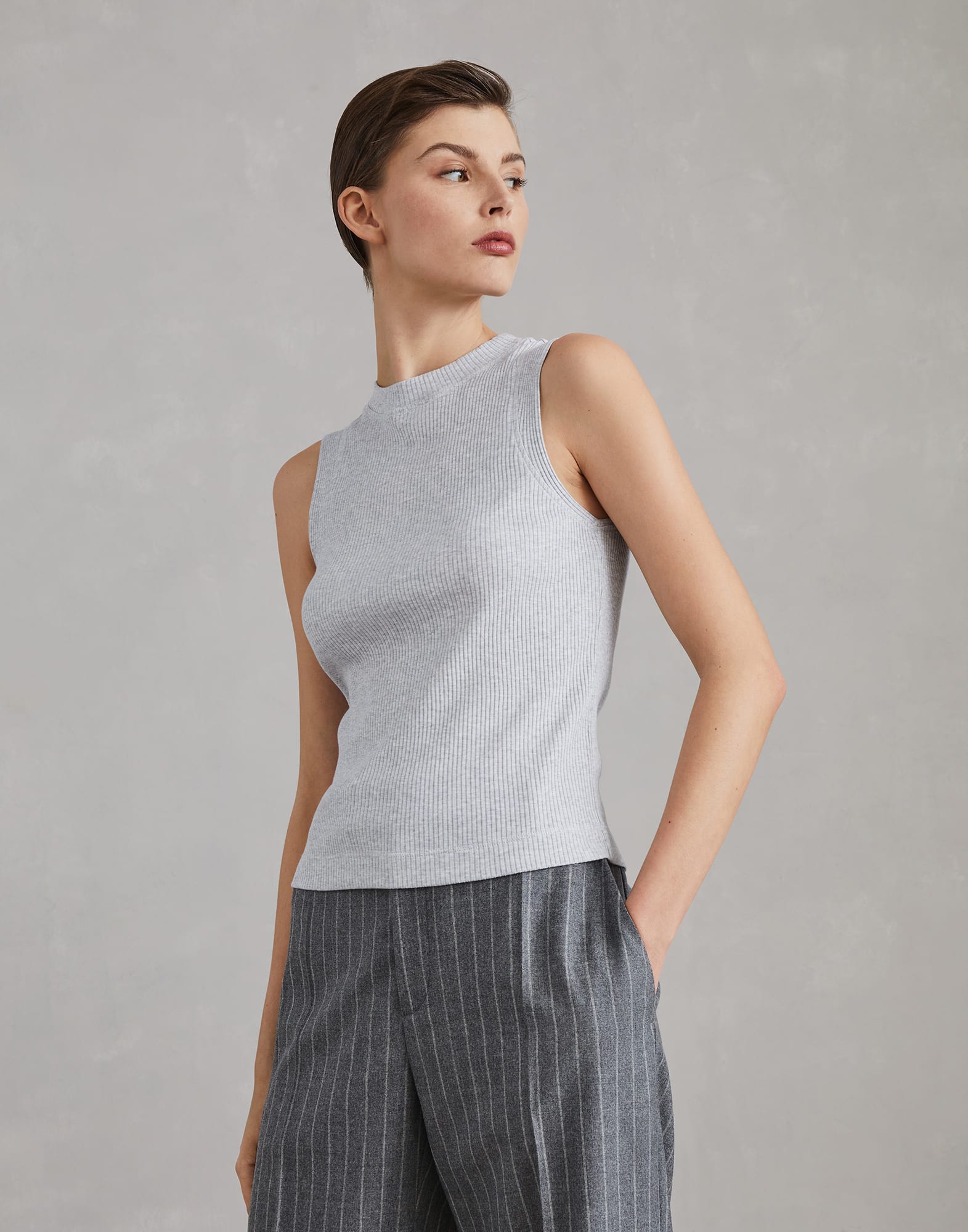 Ribbed jersey top