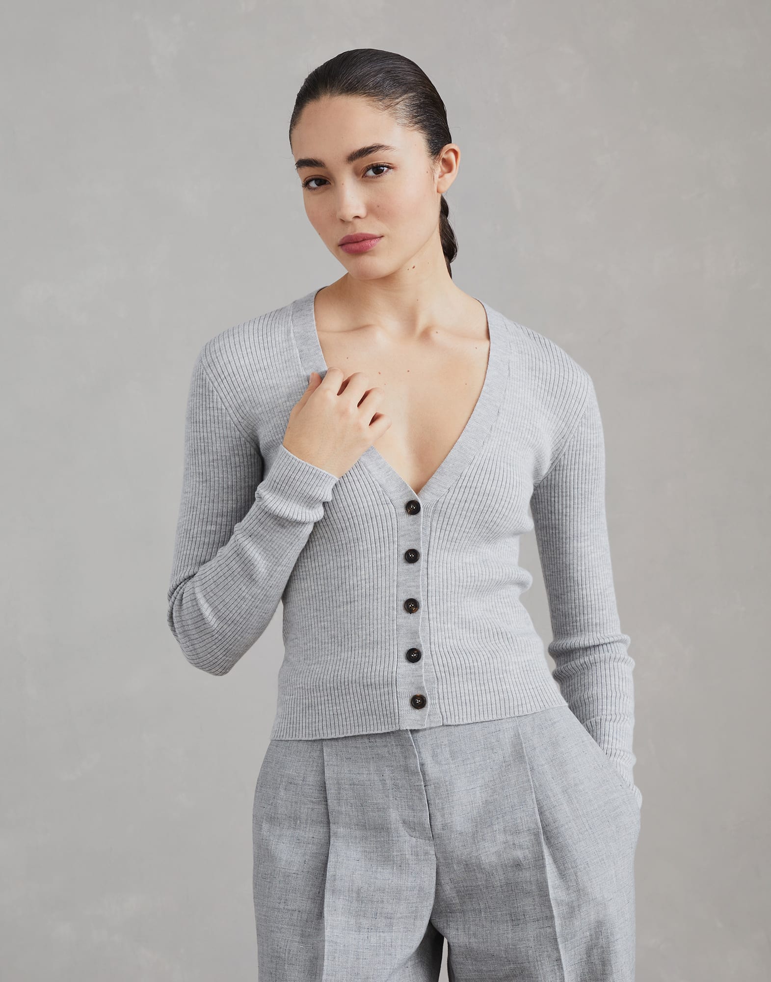 Knitted grey cardigan discount