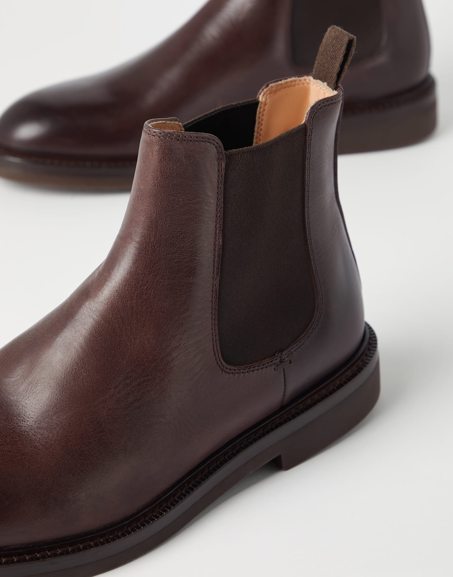 Calfskin Chelsea boots Cocoa Man - Brunello Cucinelli