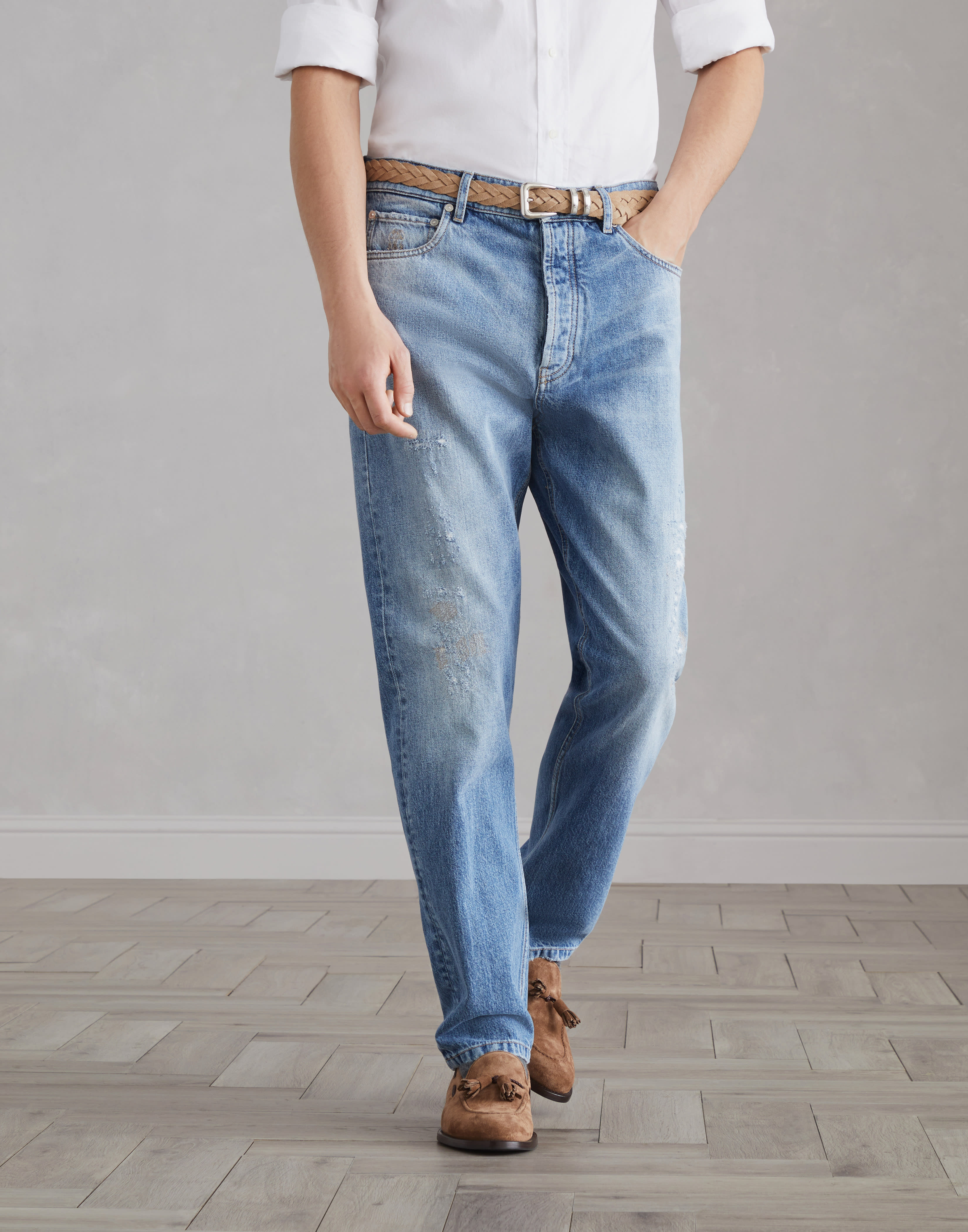 Denim trousers with rip details