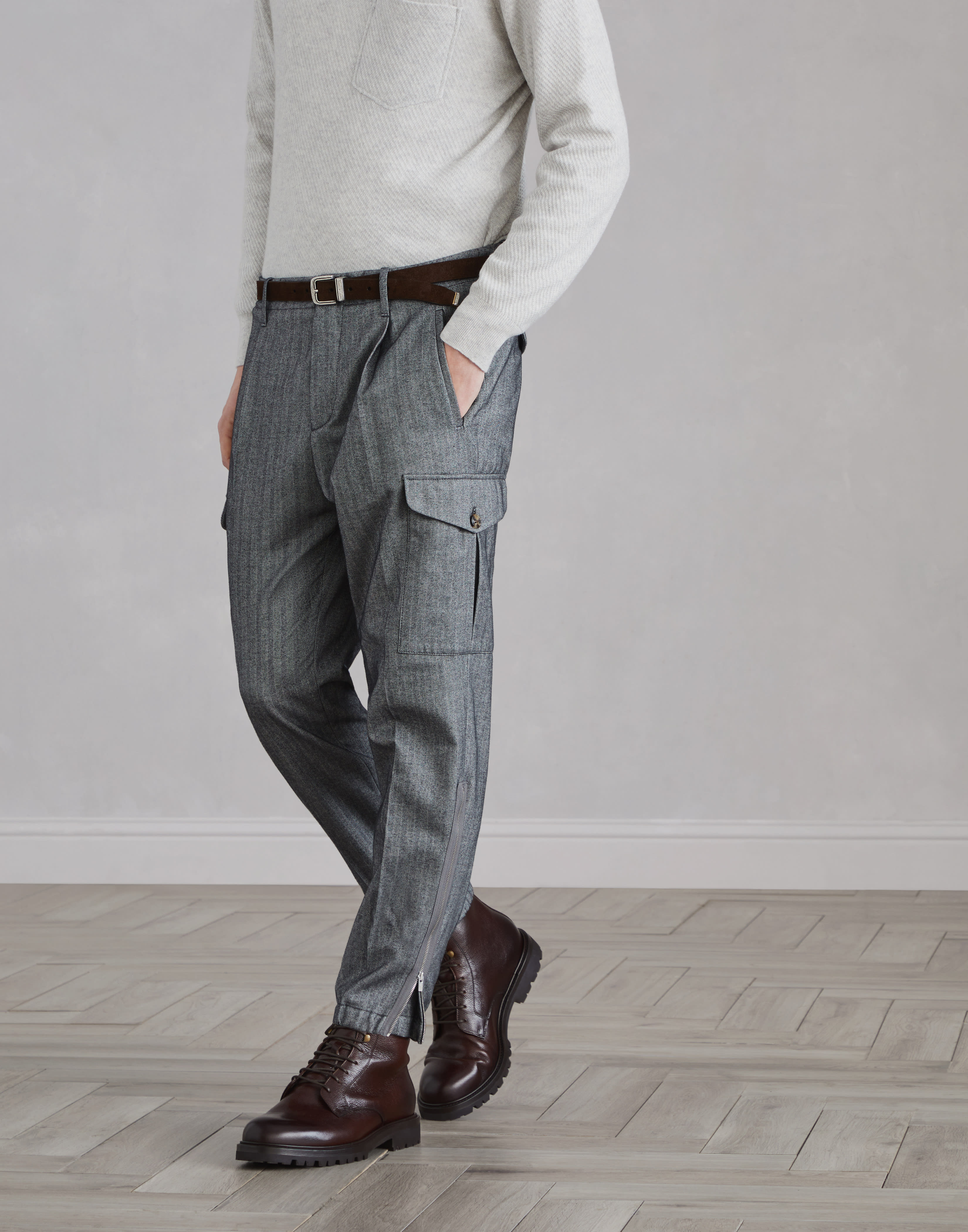 Chevron flannel trousers