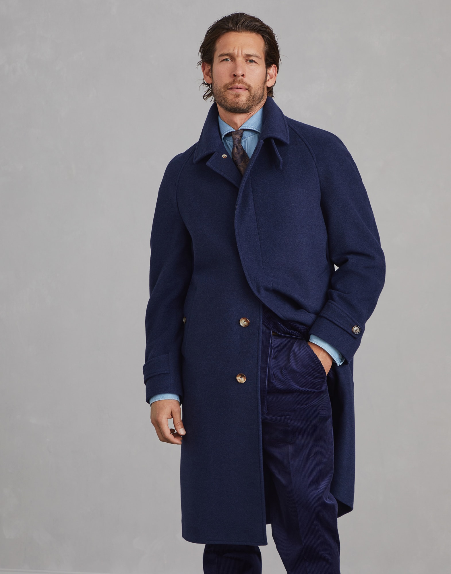 Water-resistant cashmere overcoat