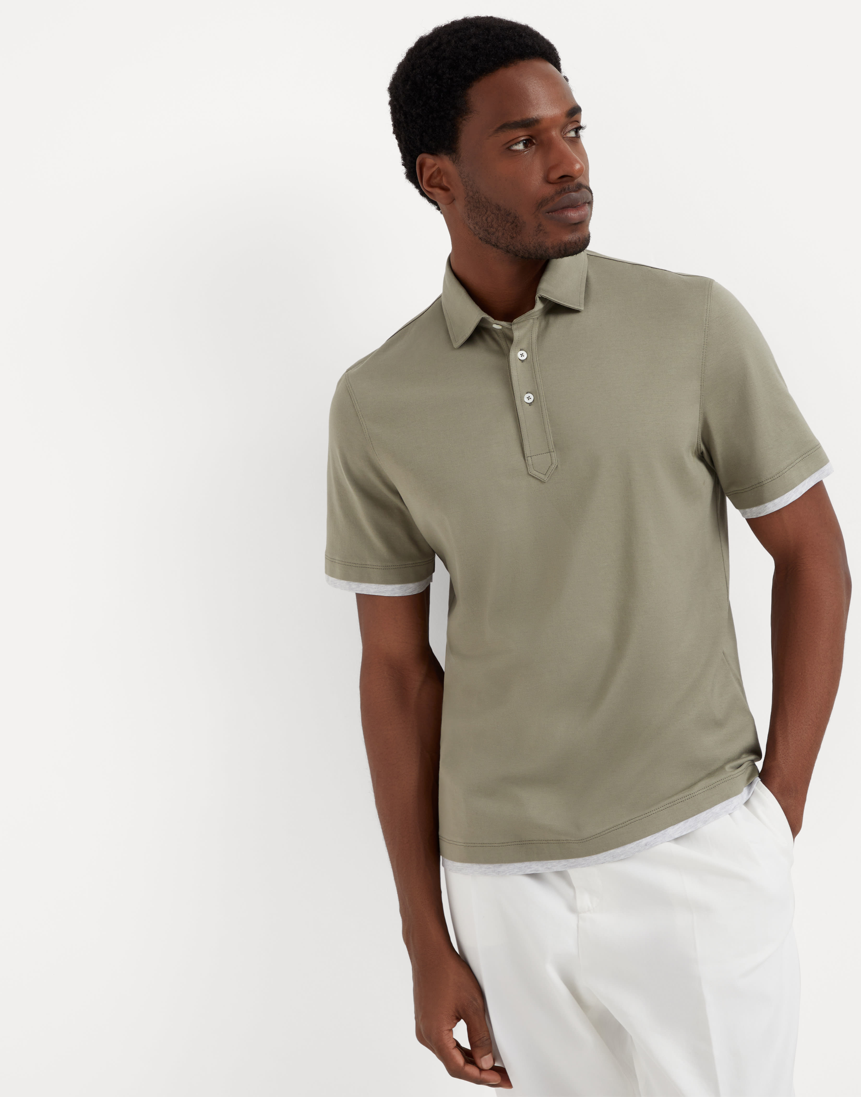 Polo with faux-layering