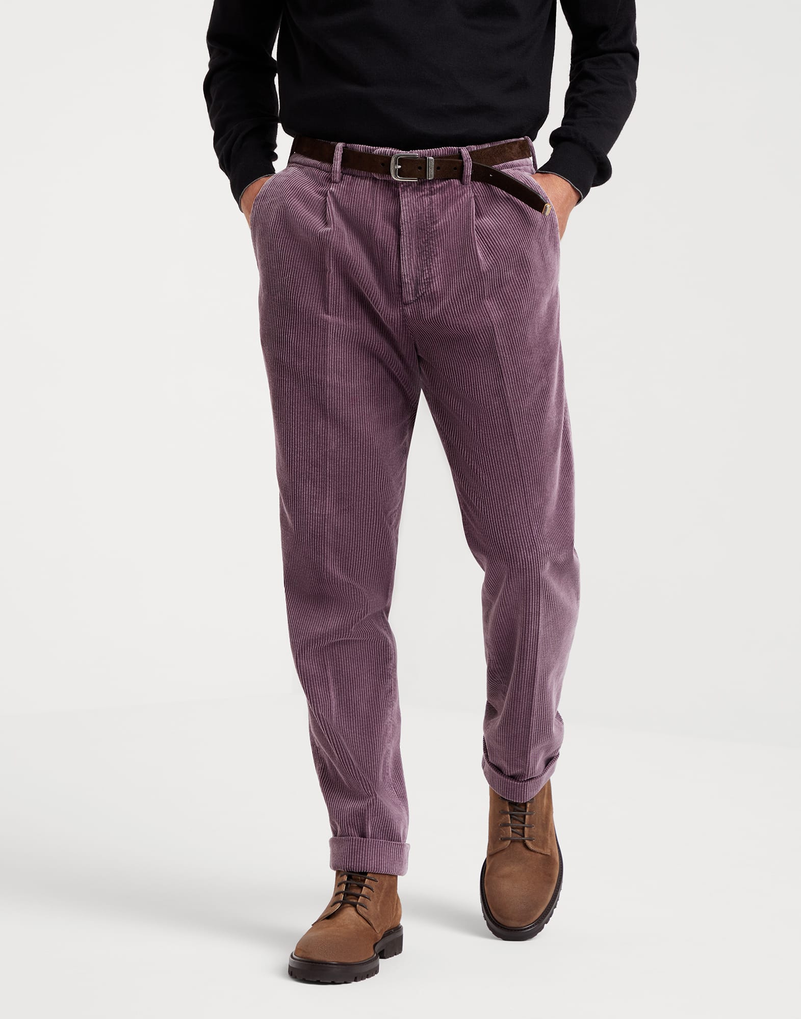 Pantalon Velours Côtelé Brunello Cucinelli Pour Homme – Coupe Décontractée Beige Clair Taille 50EU/34US